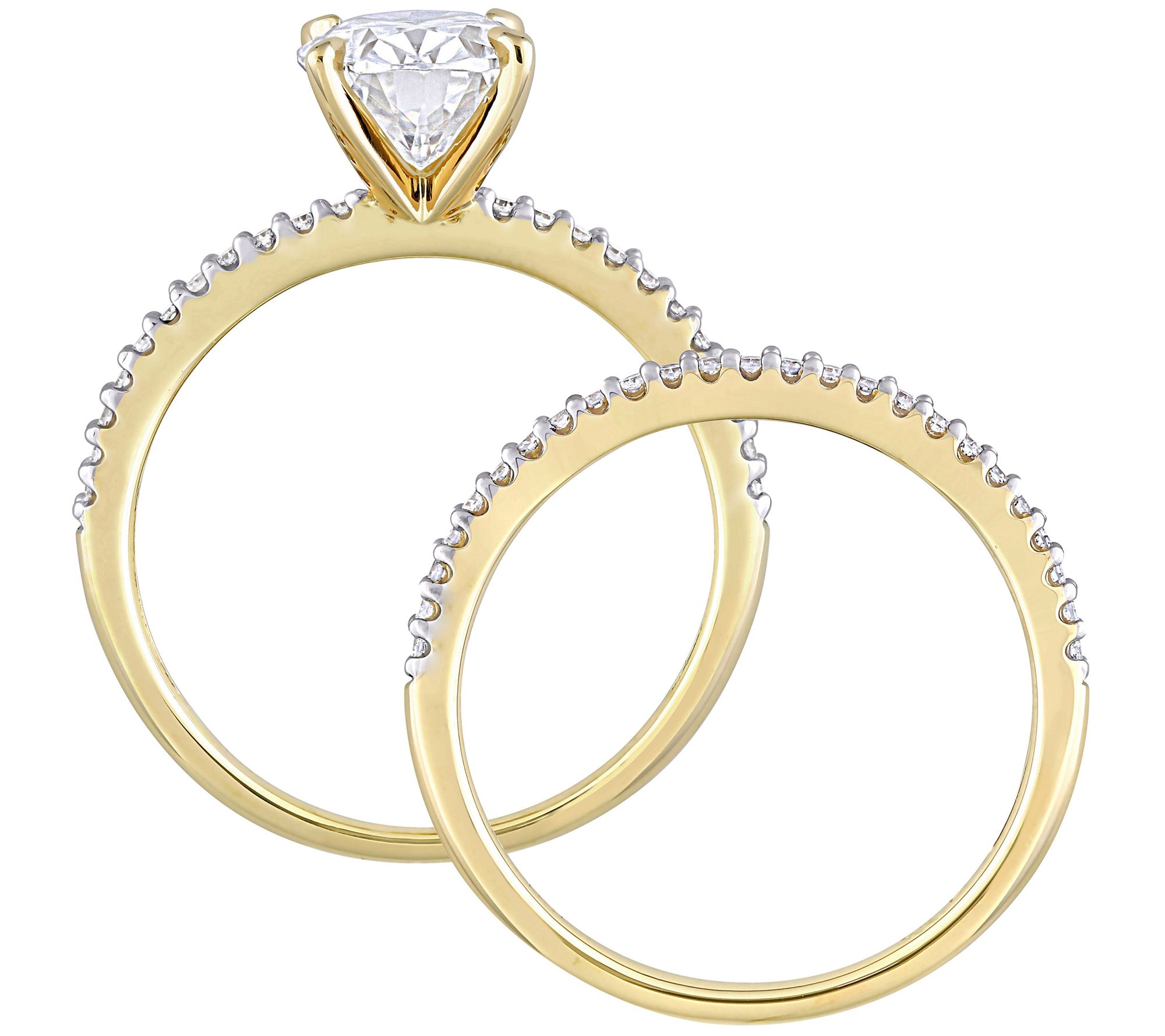 MoissanIce Moissanite 1.95 cttw & Diamond Ring Set, 14K Gold - QVC.com