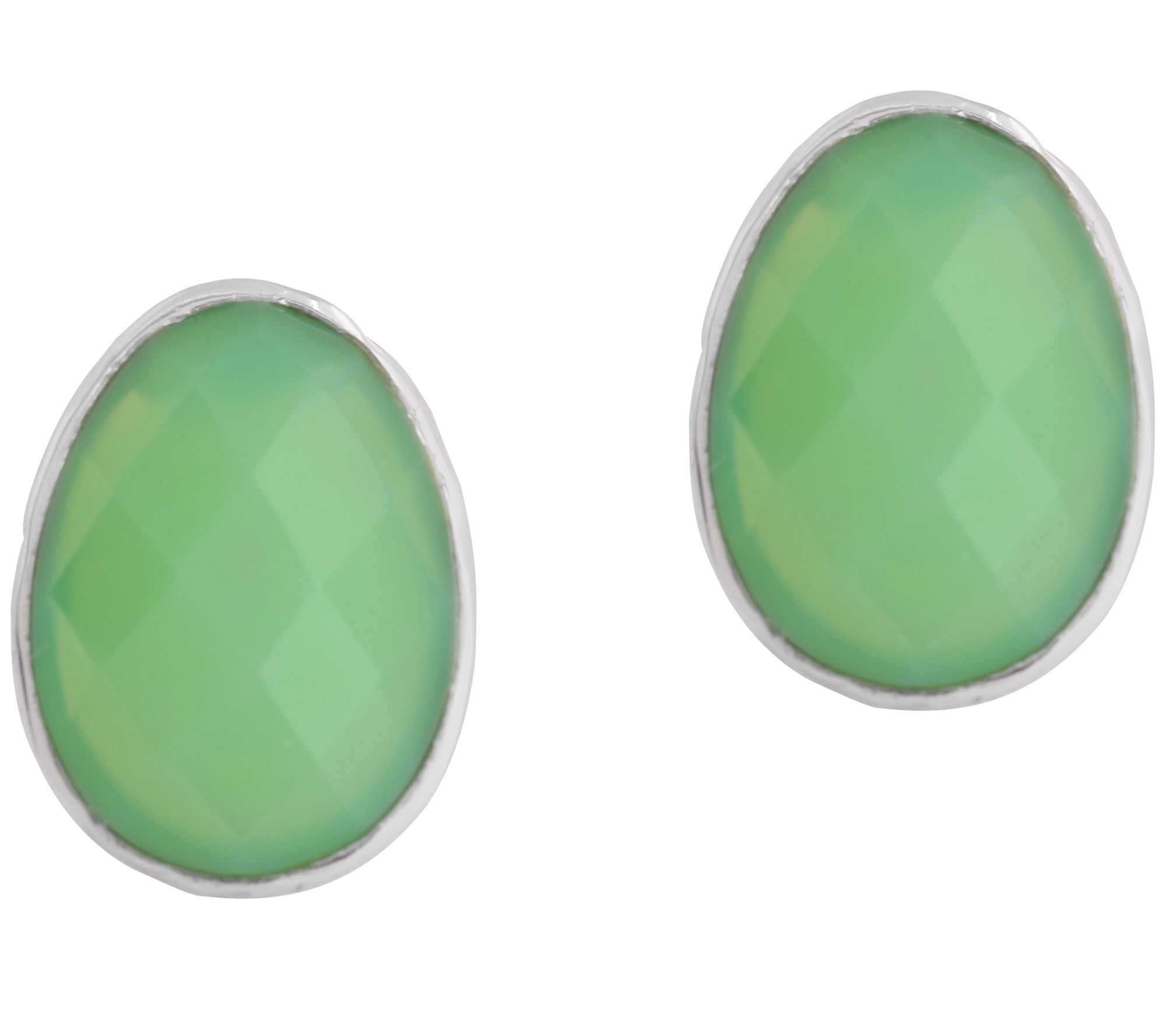 Affinity Gems Green Chalcedony Stud Earrings, Sterling Silver