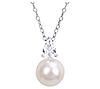 Affinity Cultured Pearl & Created White Sapphir e Necklace