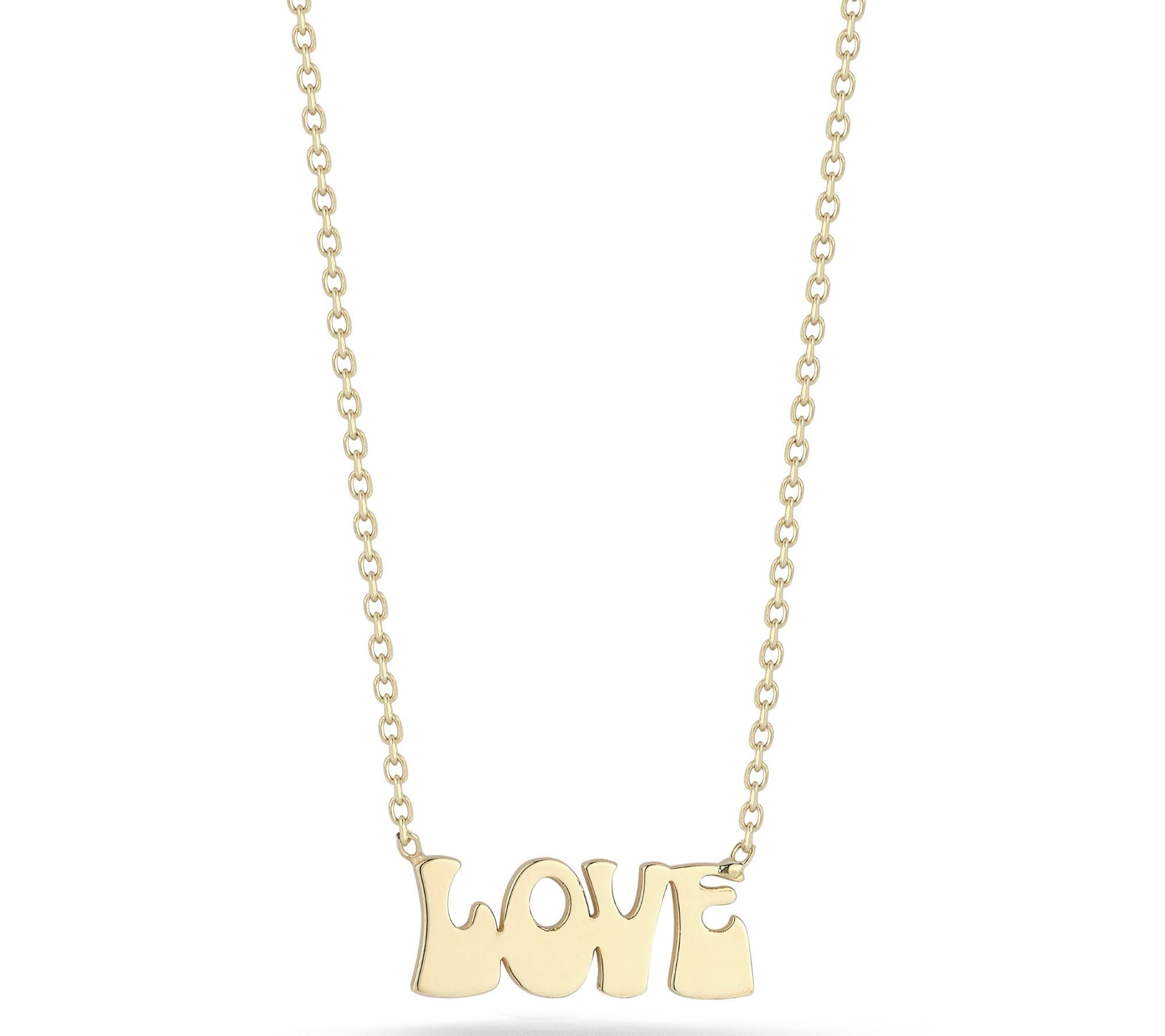 Italian Gold Groovy Love Pendant w/ Chain, 14K