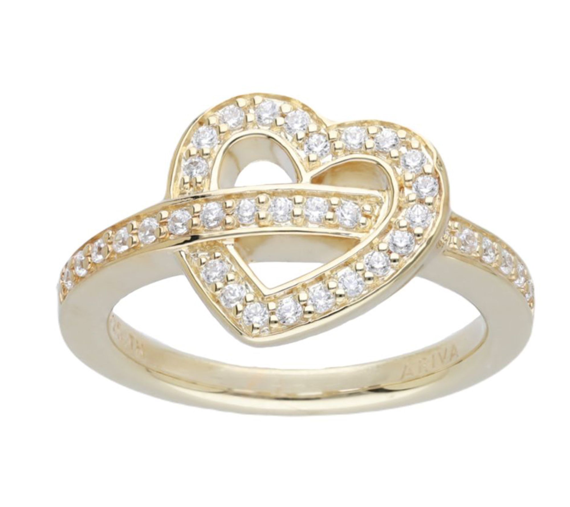Ariva 18K Gold-Clad Diamonique Open-Heart Ring