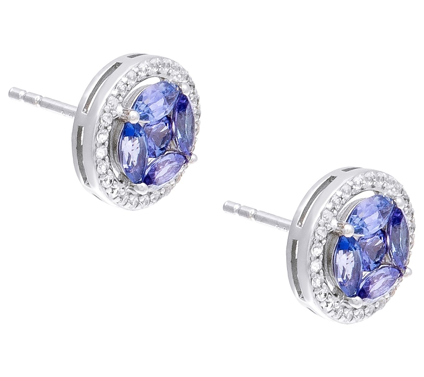 Affinity Gems Tanzanite & Zircon Stud Earrings,Sterling