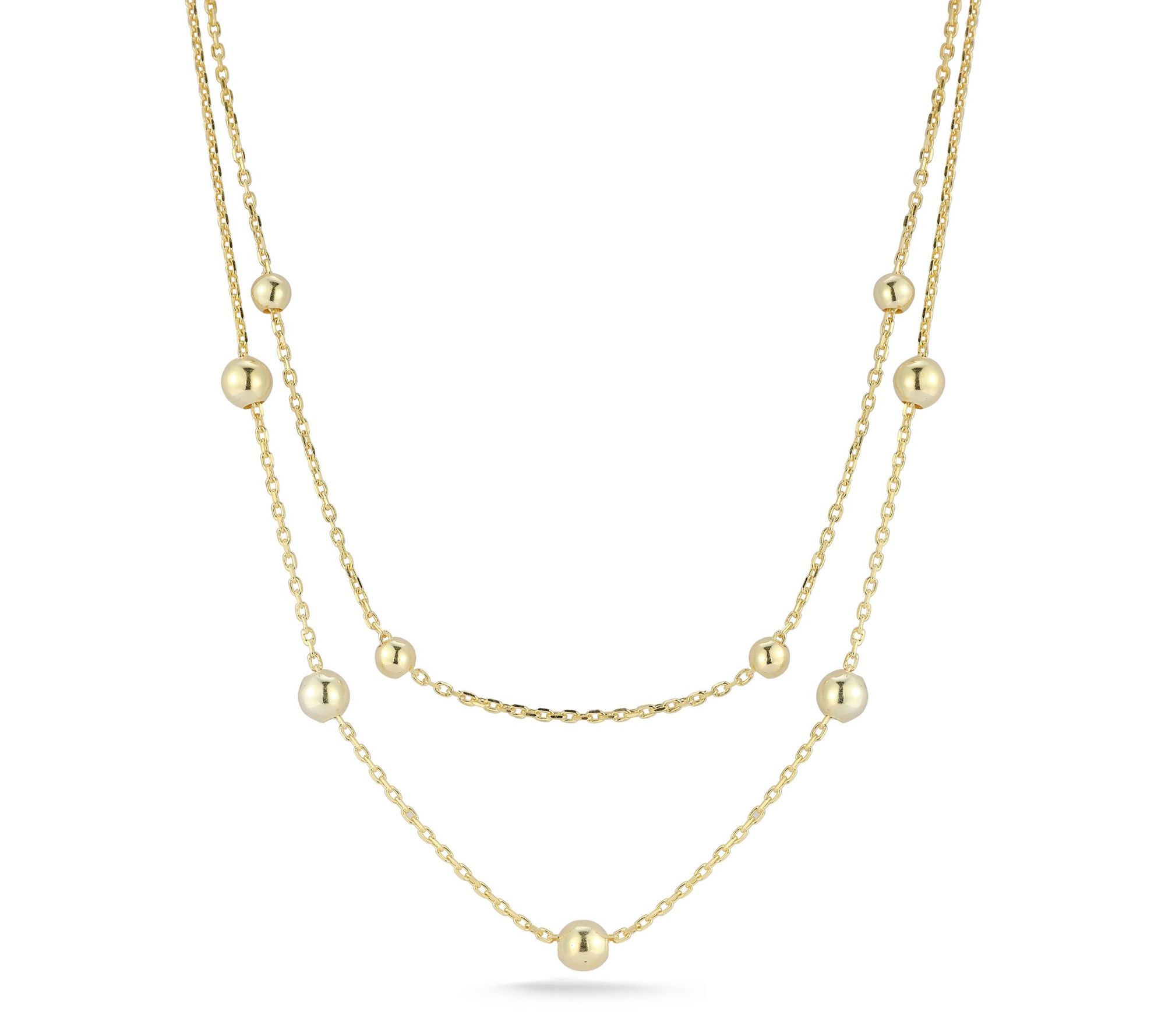 Sterlina Silver Double Layered Ball Necklace, Sterling