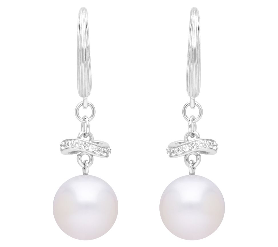 Ariva Sterling Cultured Pearl & Topaz Dangle Earrings