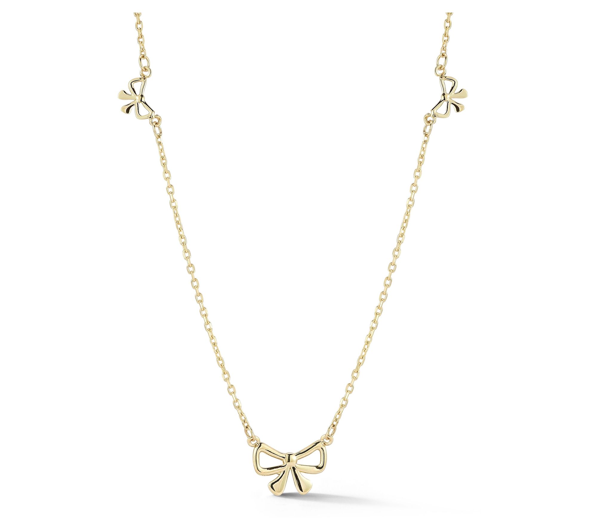 Luminosa Gold Triple Bow Station Necklace, 14K