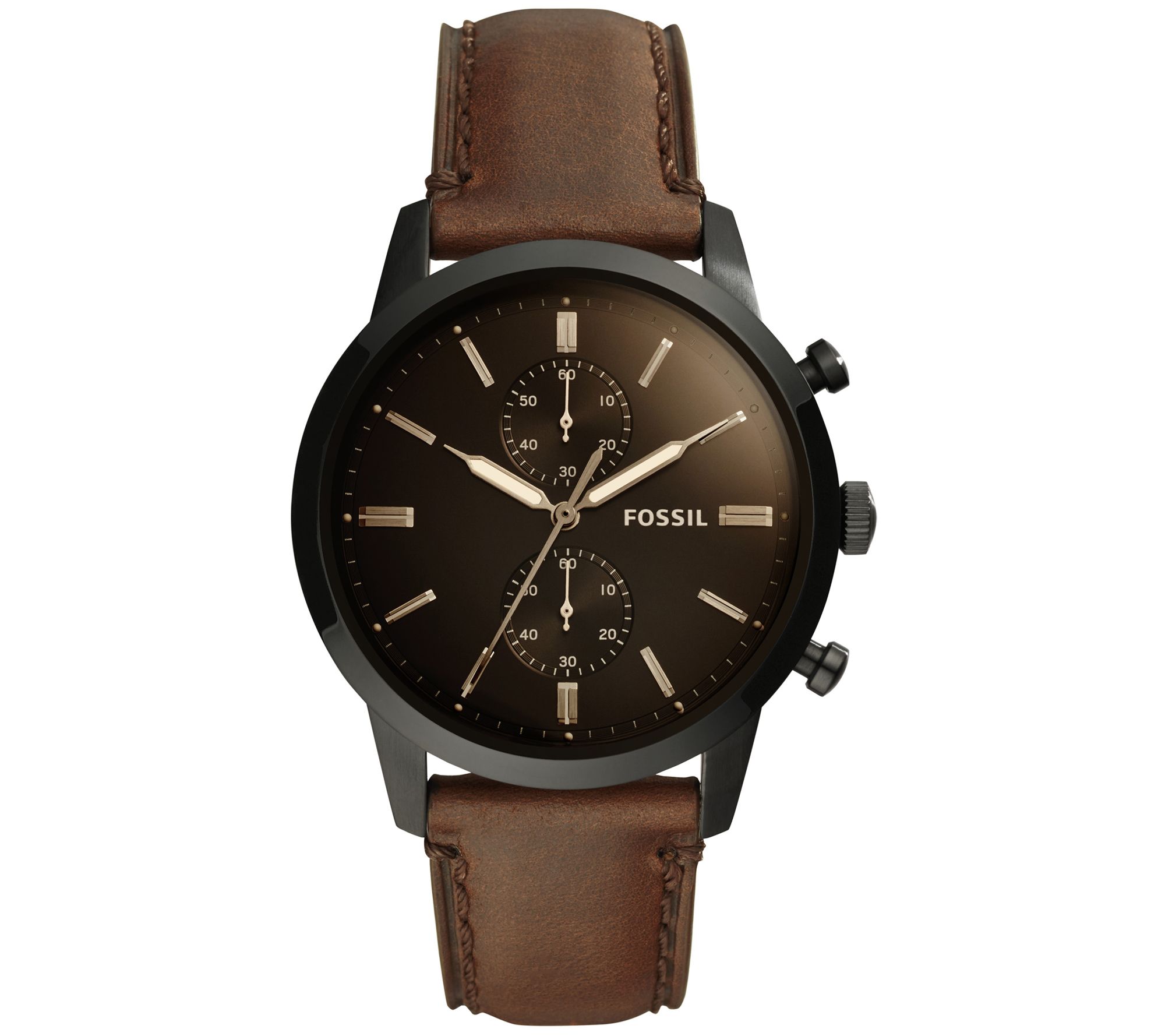 Fossil Men's Townsman Chronograph Brown Leathe r Strap Watch