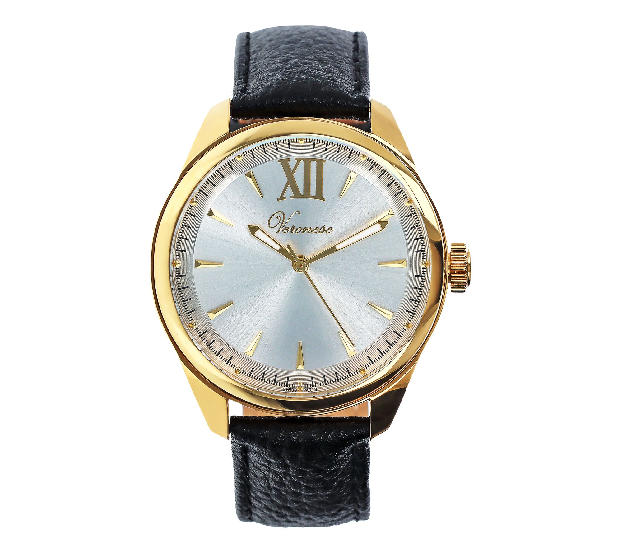 Veronese 18K Clad Choice of Leather or SiliconStrap Watch