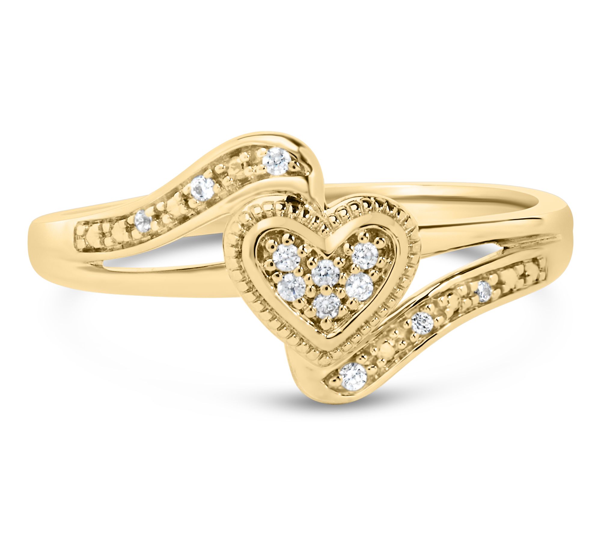 Haus of Brilliance Diamond Heart Promise Ring, 4K Gold Plated