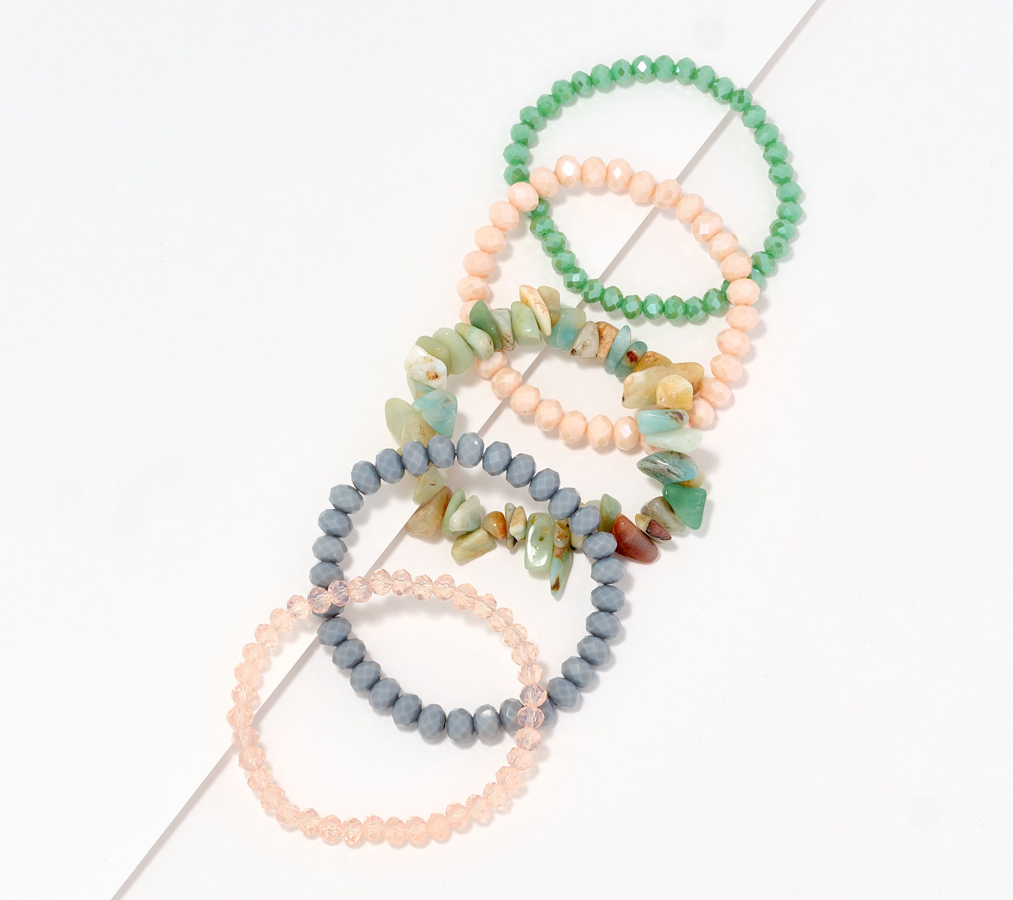 "As Is" Susan Graver Set of 5 Beaded Stretch Bracelets