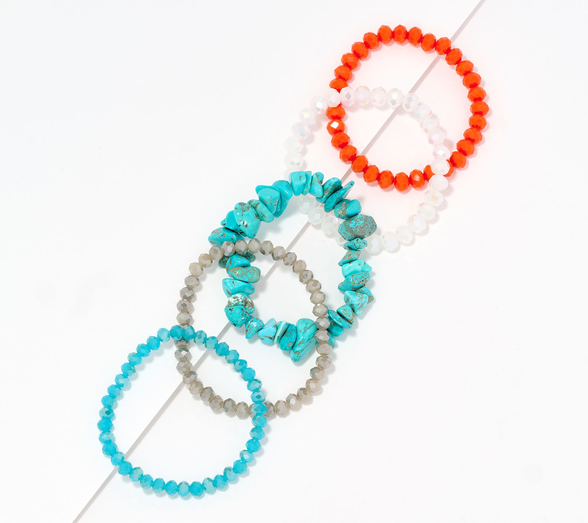 "As Is" Susan Graver Set of 5 Beaded Stretch Bracelets