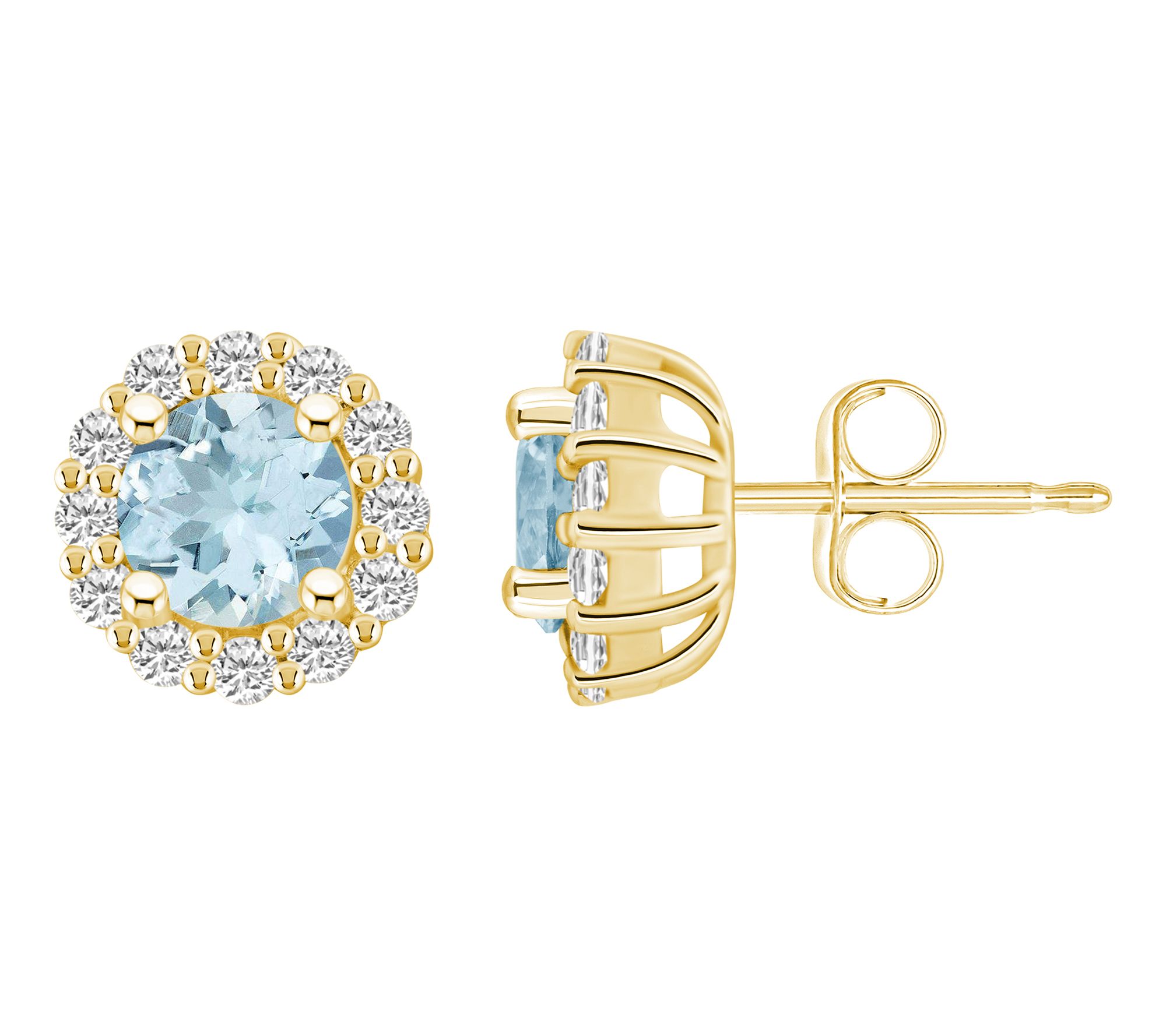 Affinity Gems Round Gemstone & 0.60 ctttw Diamond Earrings,14K