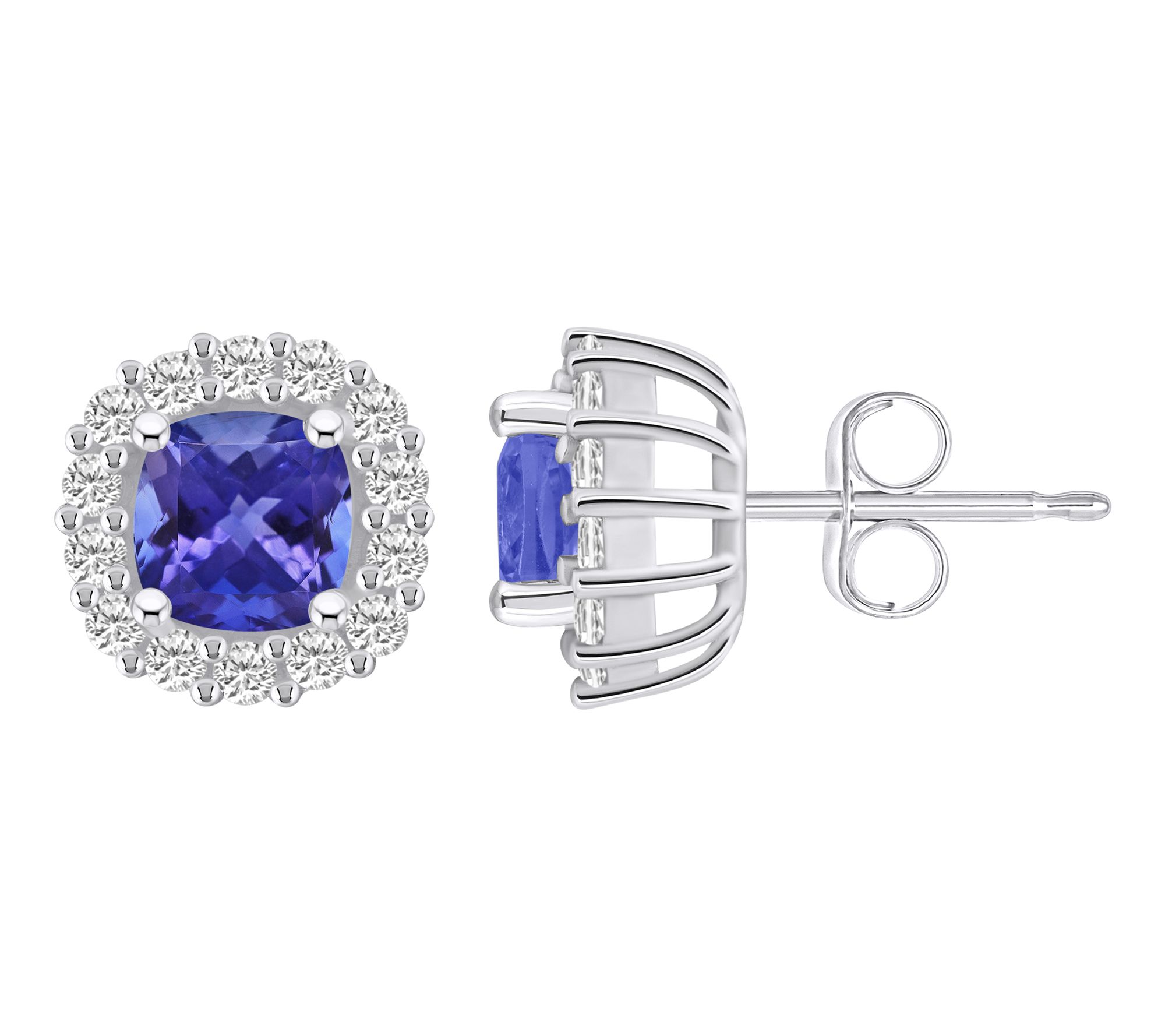 Affinity Gems Tanzanite & Diamond Button Earrings, 14K Gold