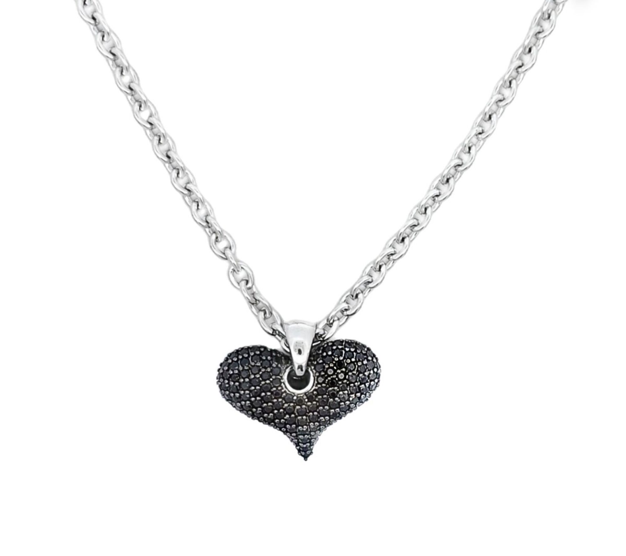 Margo Manhattan Sterling Black Spinel Dora Hear t Necklace