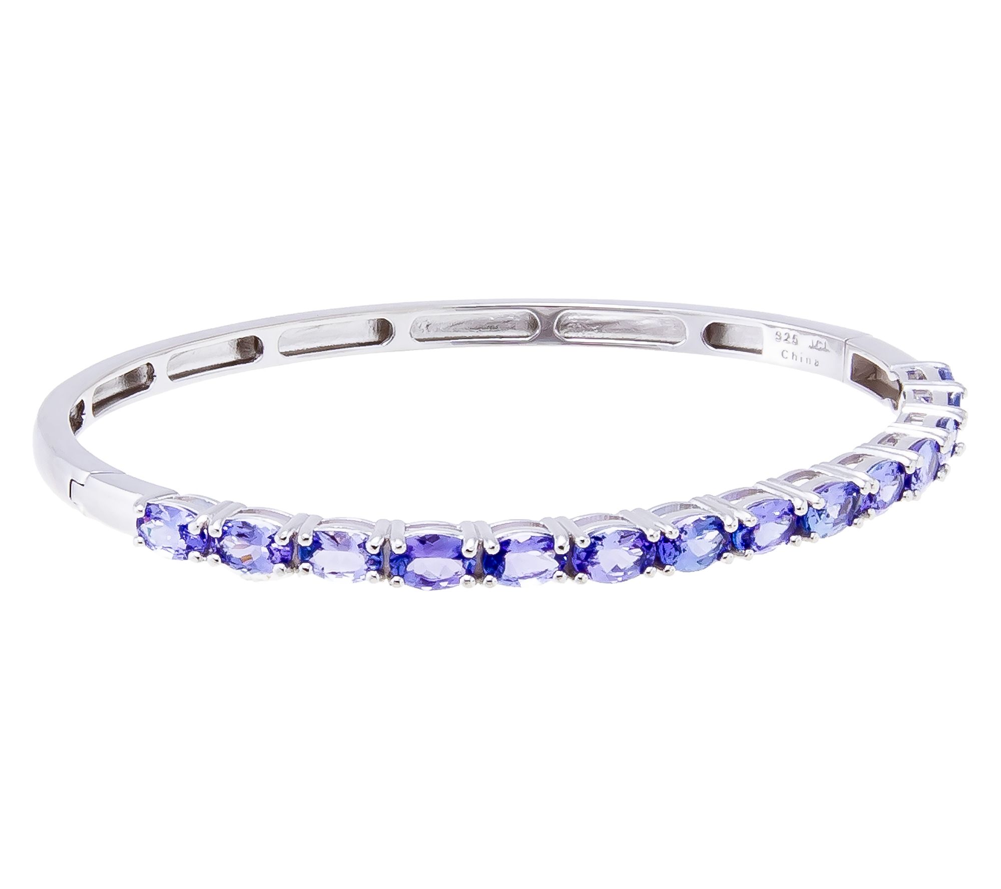Affinity Gems Oval Cut Gemstone Bangle, Sterling Silver