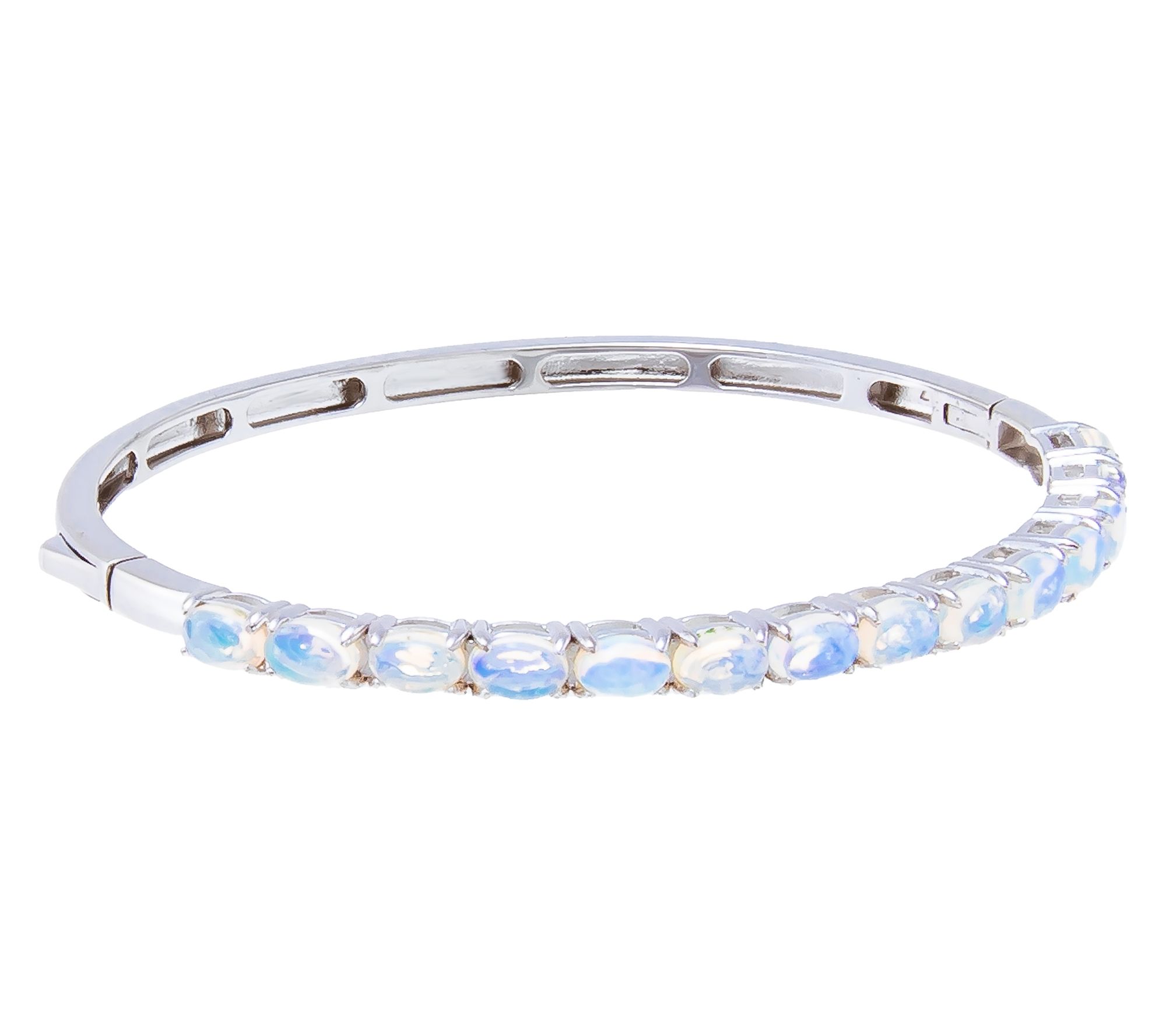 Affinity Gems Oval Cut Gemstone Bangle, Sterling Silver