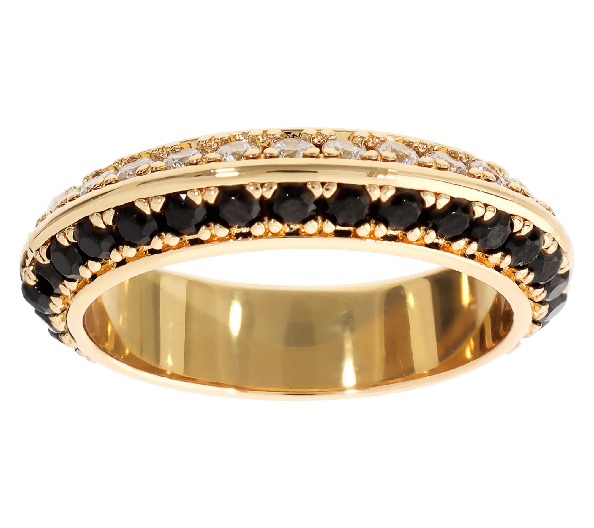 Diamonique x Bronzo Italia Band Ring, 18K Gold Plated