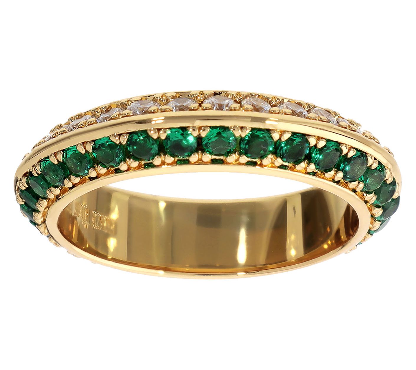 Diamonique x Bronzo Italia Band Ring, 18K GoldPlated