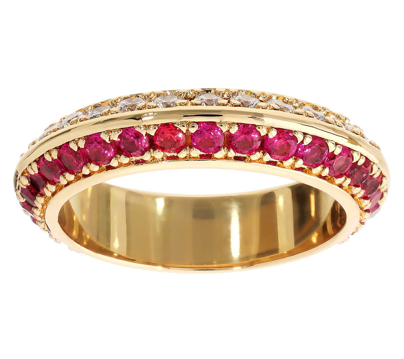 Diamonique x Bronzo Italia Band Ring, 18K GoldPlated