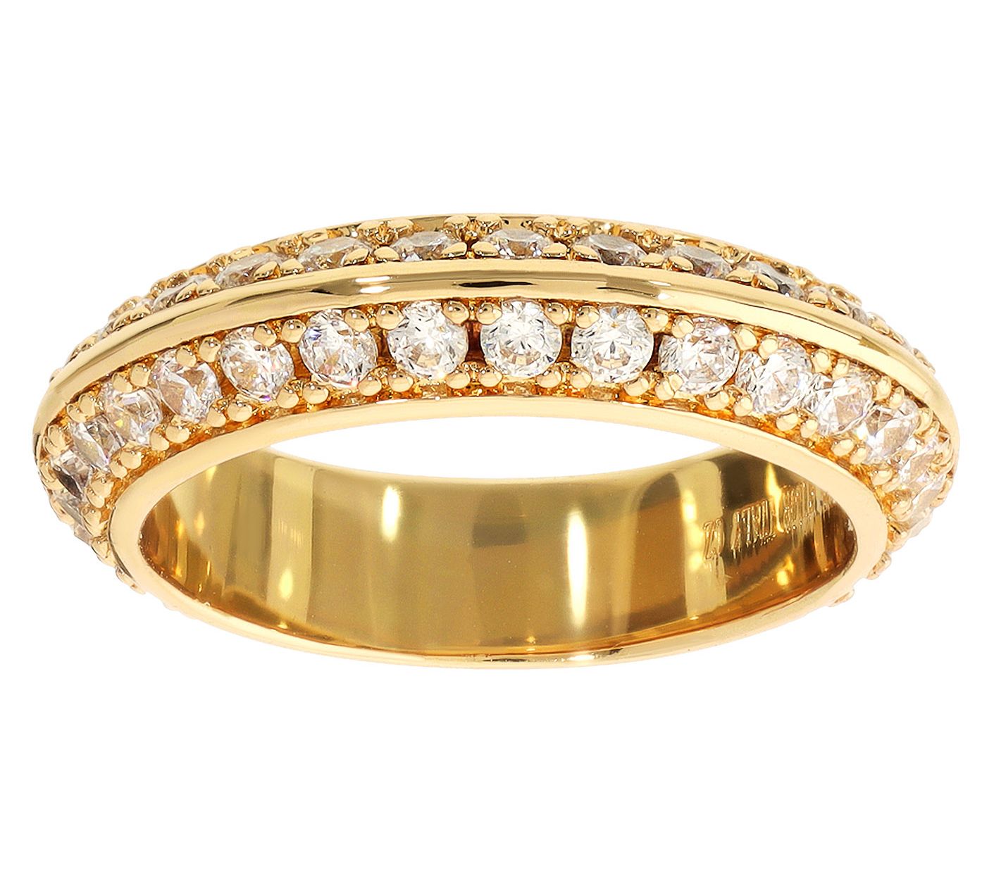 Diamonique x Bronzo Italia Band Ring, 18K Gold Plated