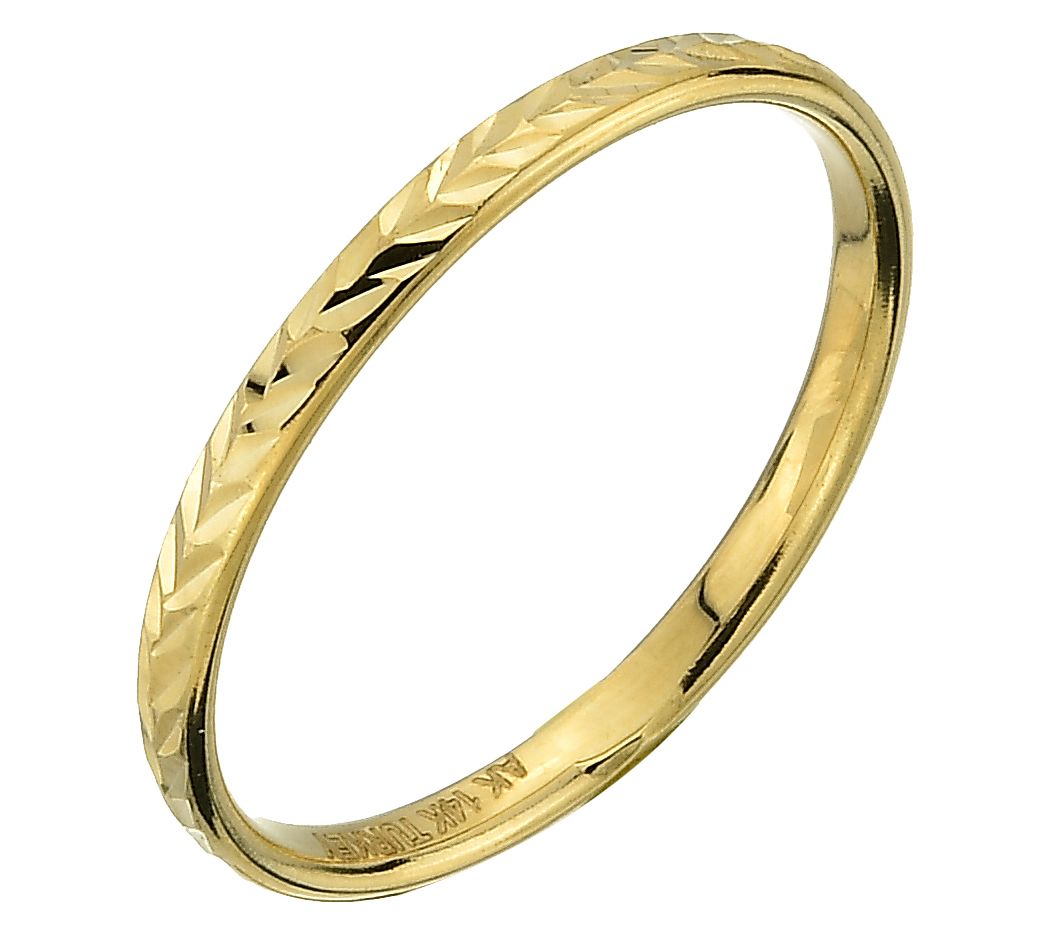 Adorna 14K Gold Chevron Diamond Cut Band Ring