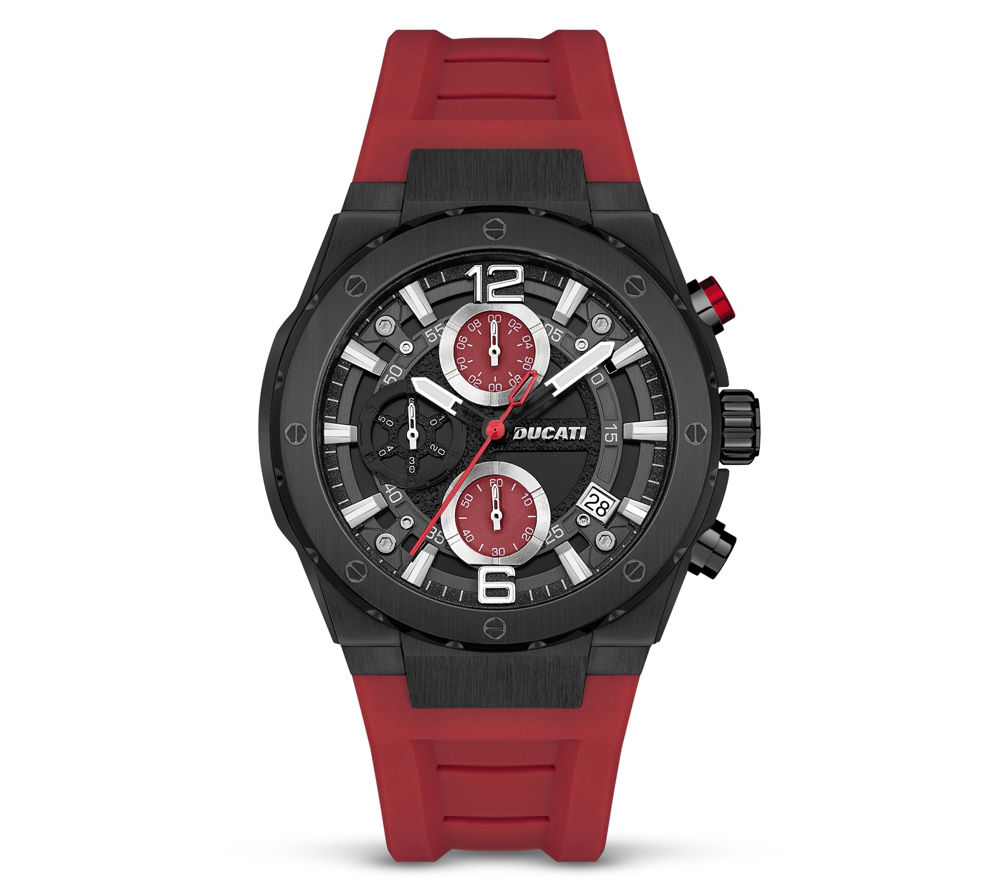 Ducati Corse Men's Black Stainless Red Strap Sport Watch
