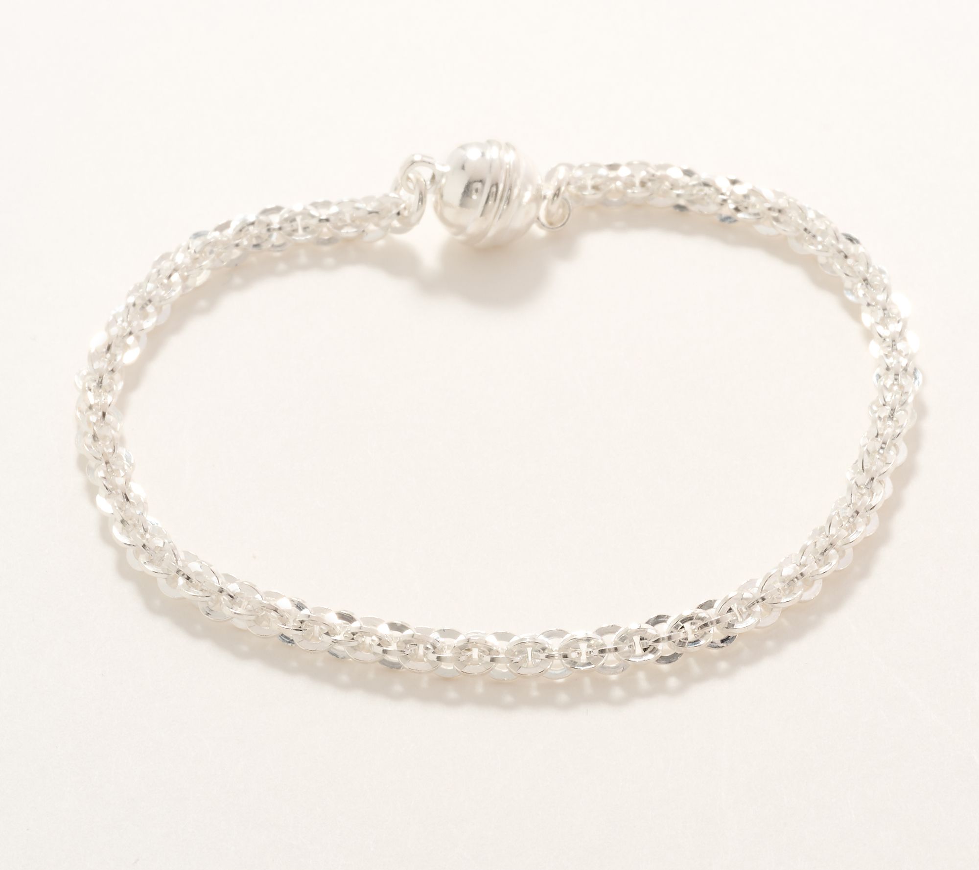 UltraFine 950 Silver Basket Rope Magnetic Clasp Bracelet