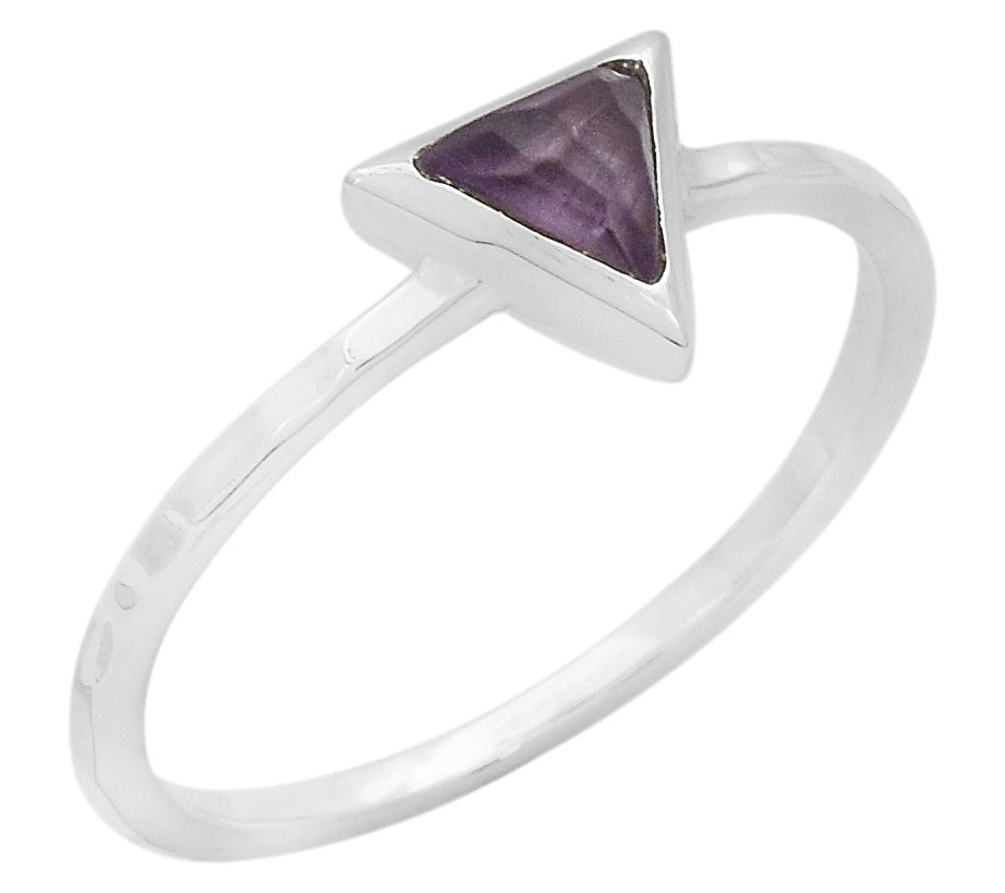 Affinity Gems Triangle Amethyst Solitaire Ring,Sterling
