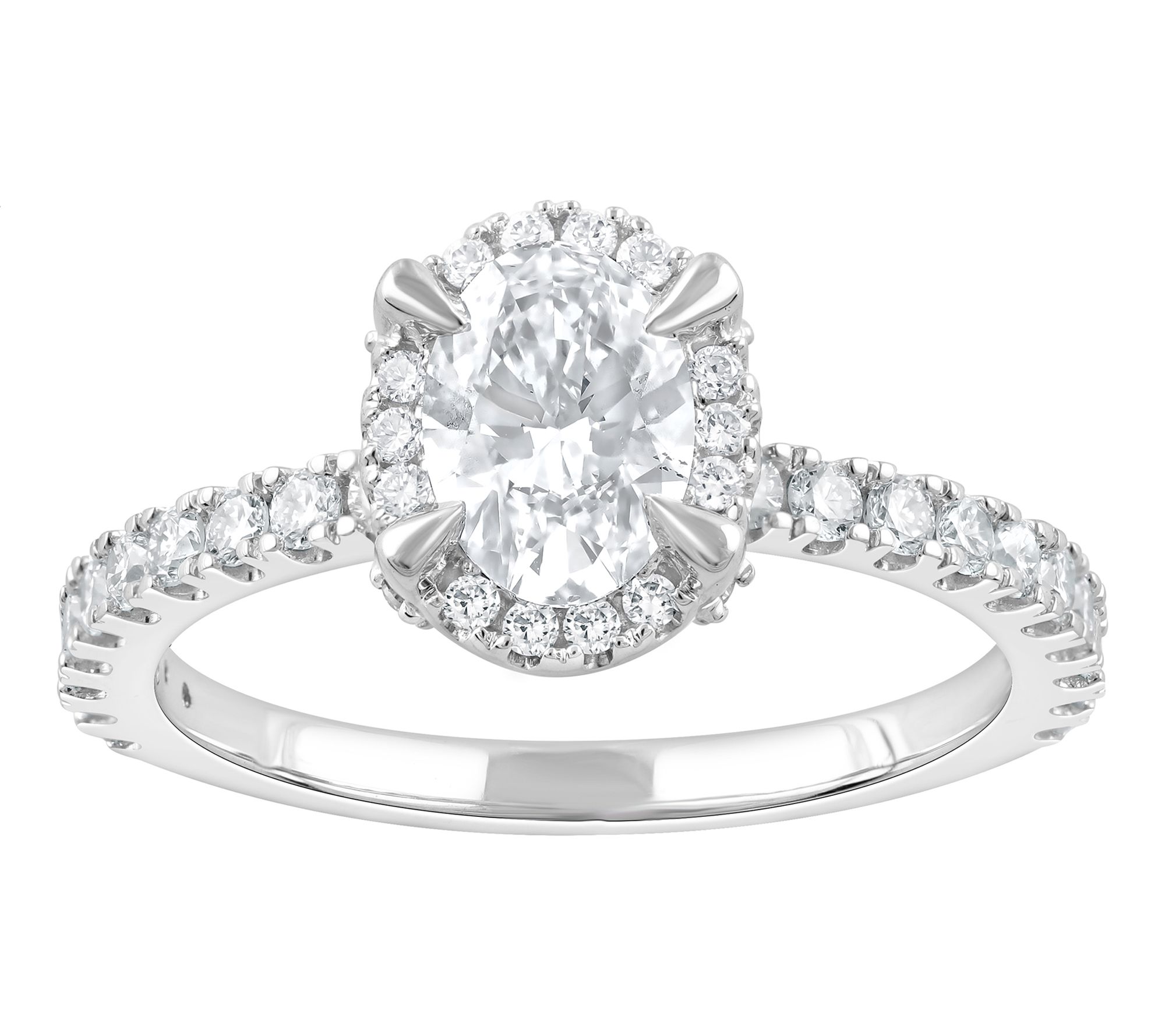 Fire Light 1.25 cttw Lab Grown Diamond Oval Hal o Ring, 14K