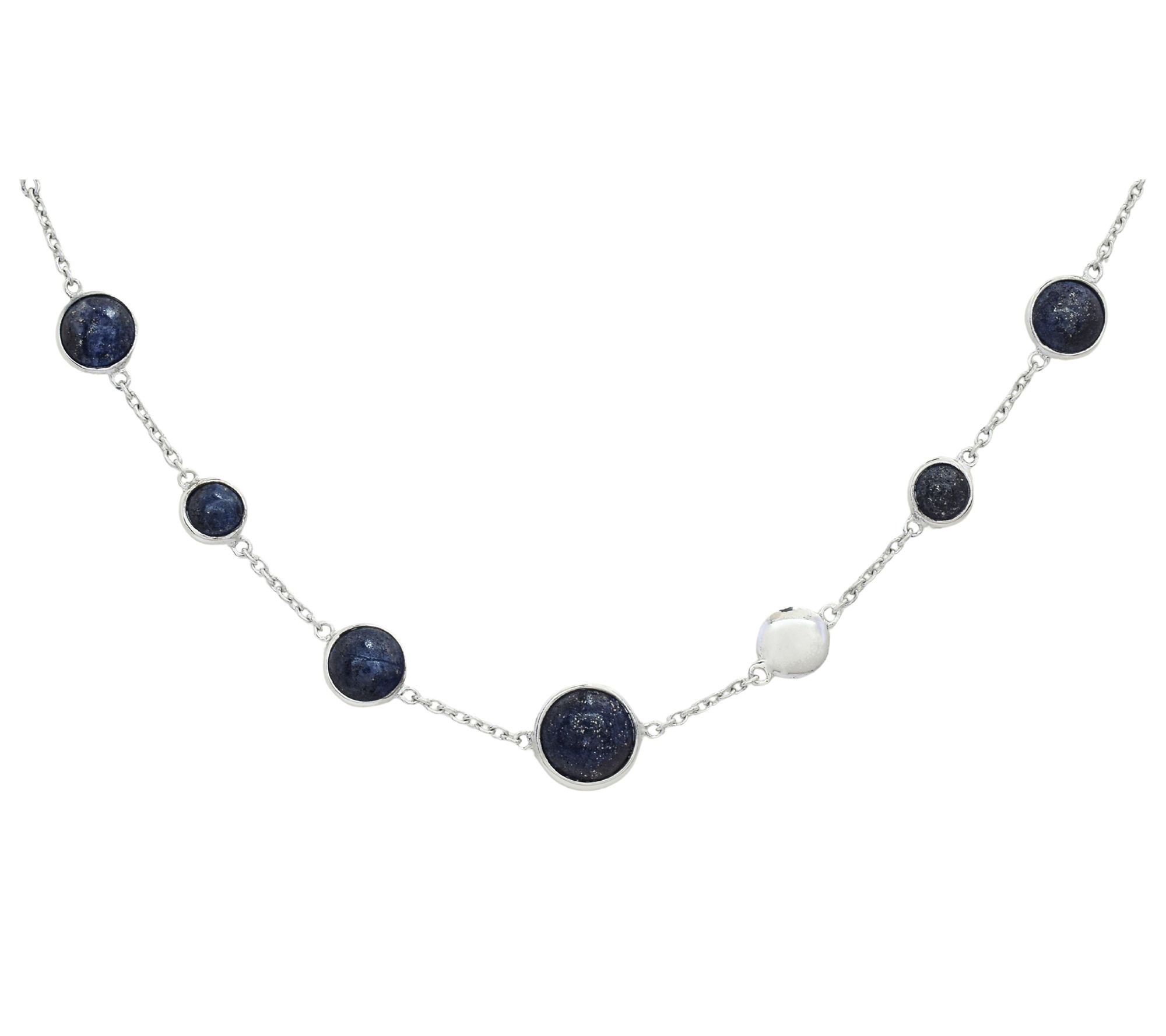 Affinity Gems Lapis Lazuli Station Necklace, Sterling