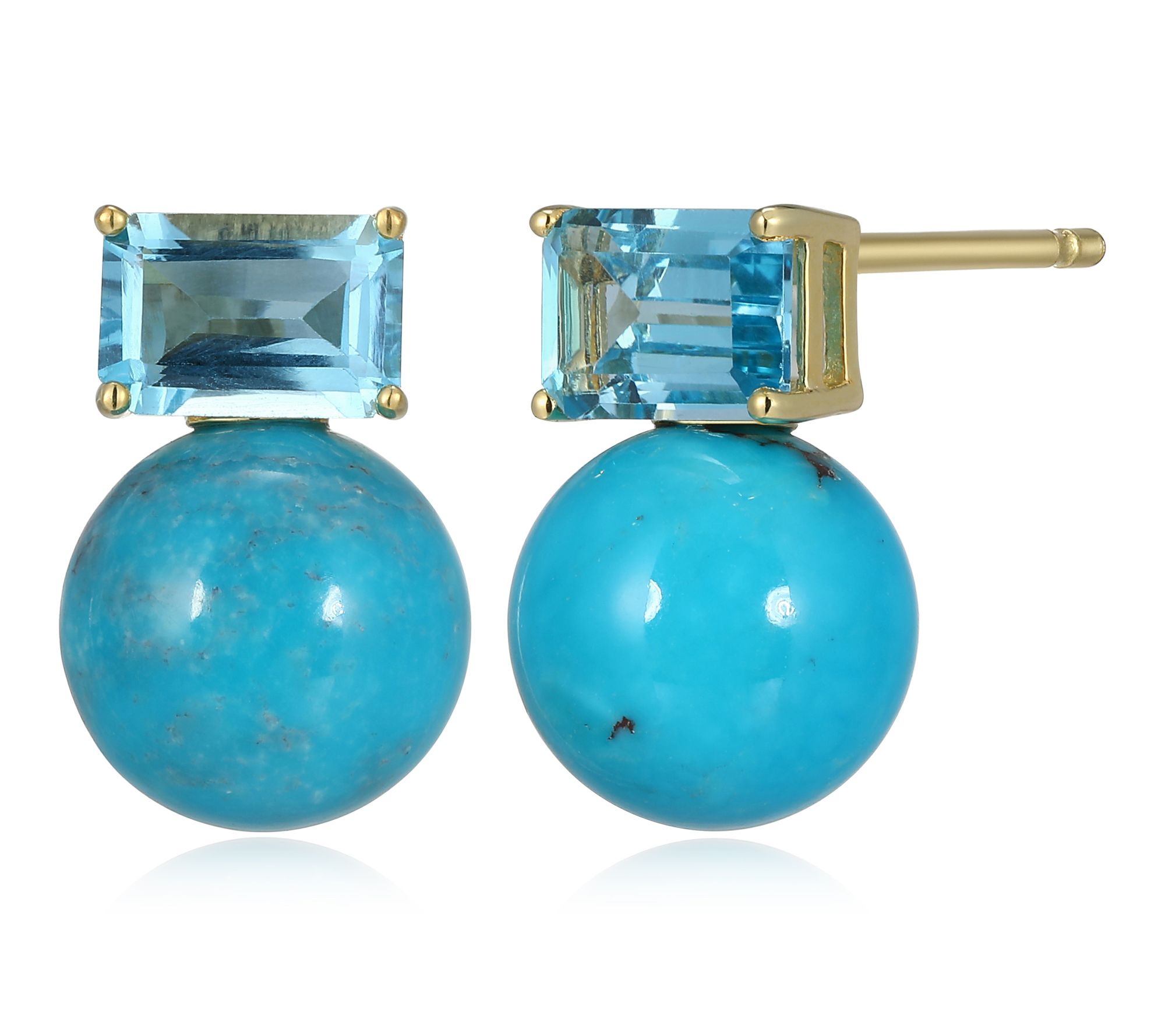 Affinity Gems Turquoise & Blue Topaz Earrings,18k Gold Plated