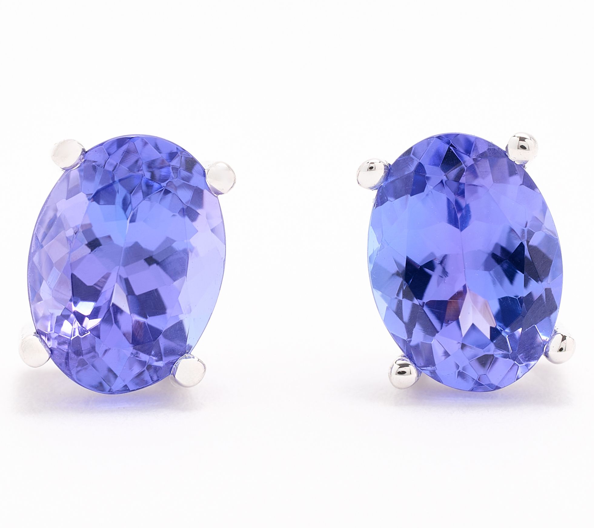 Pure Tanzanite 2.00 cttw Tanzanite Oval Stud Earrings, 18K Gold