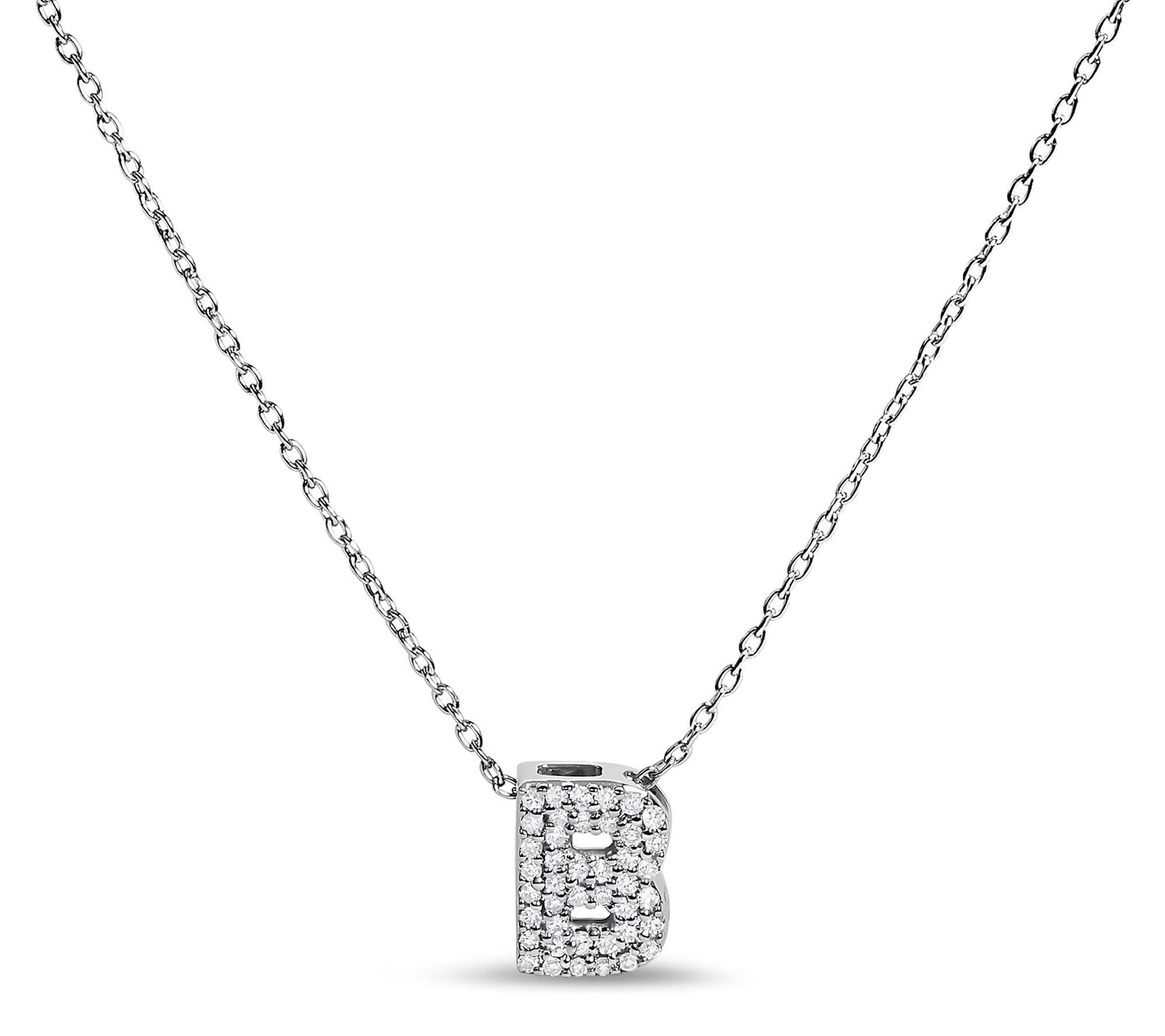 Haus of Brilliance Diamond Initial Necklace, 10K White Gold