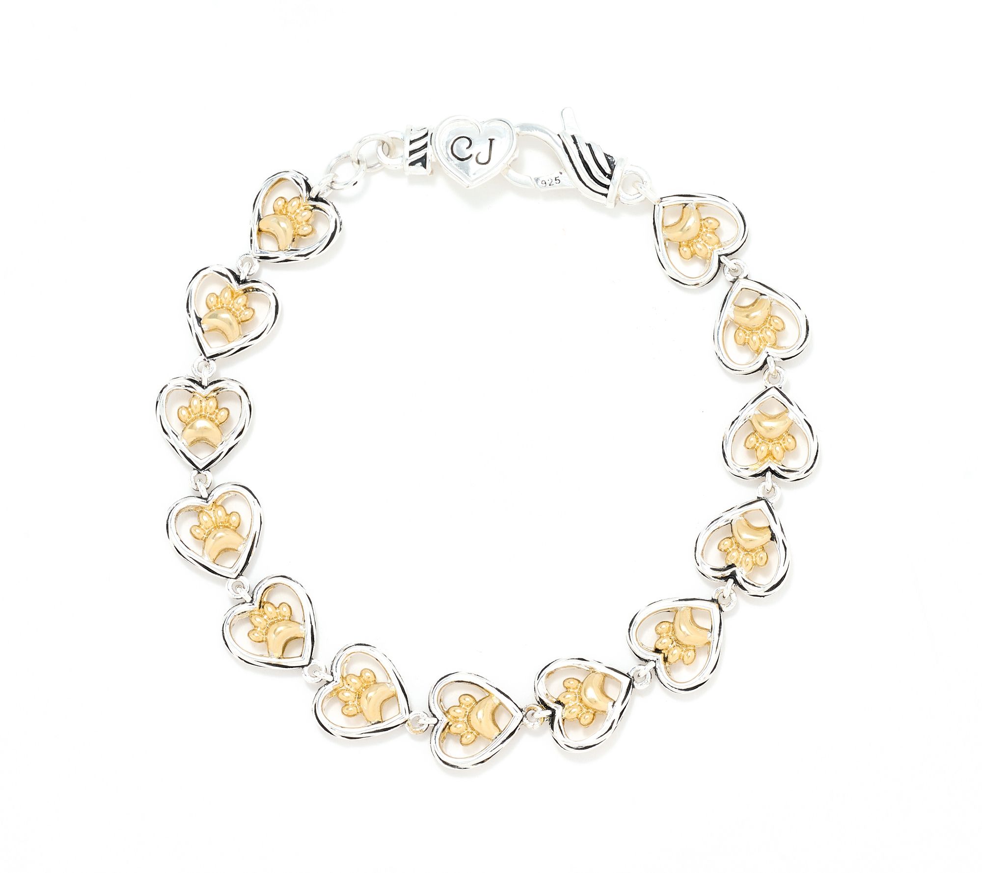 Christian James by Scott Grimes Two-Tone Paw Link Bracelet 13.0g
