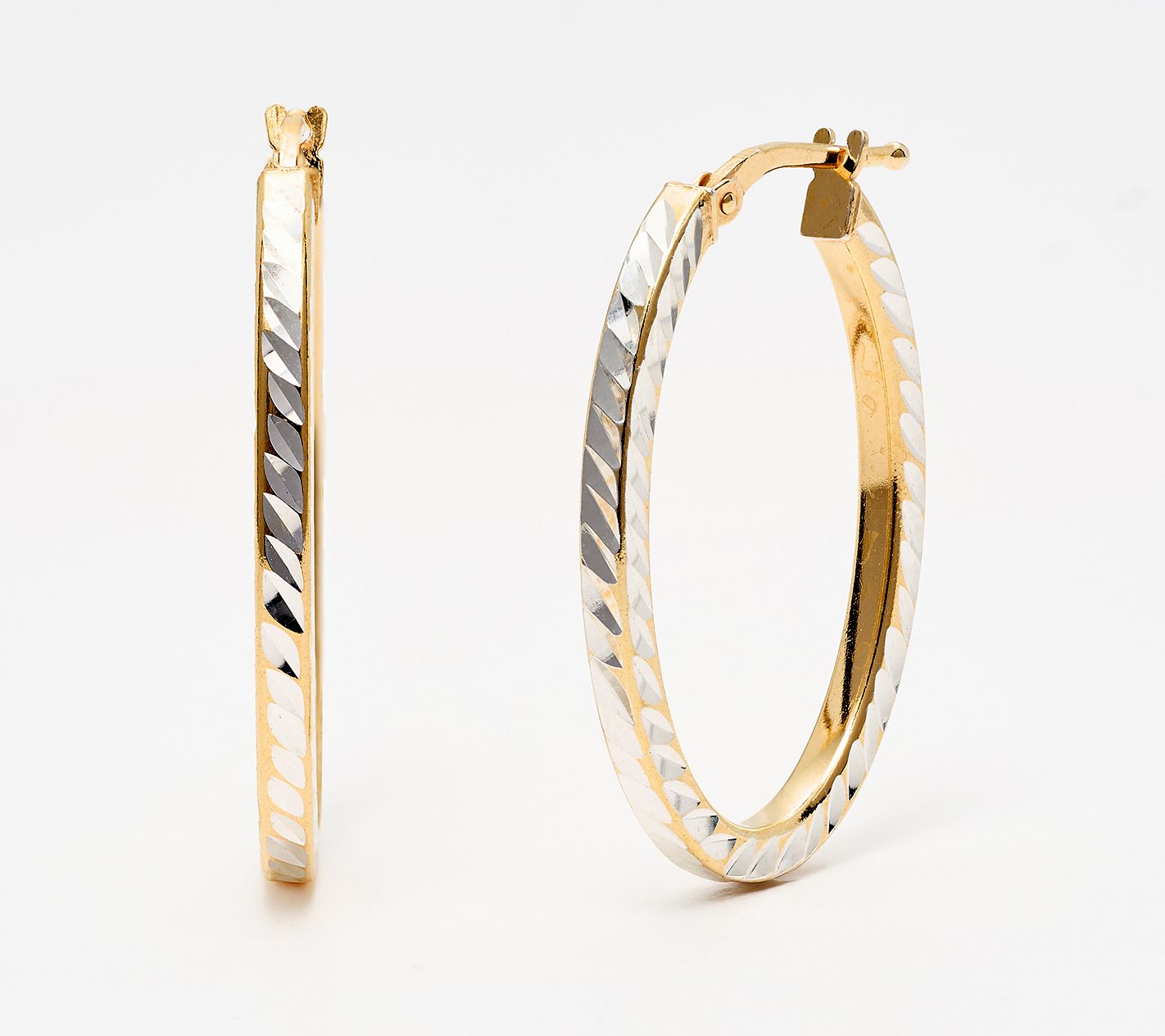 UltraFine 950 Silver Diamond Cut 1 1/4" Hoop Earrings