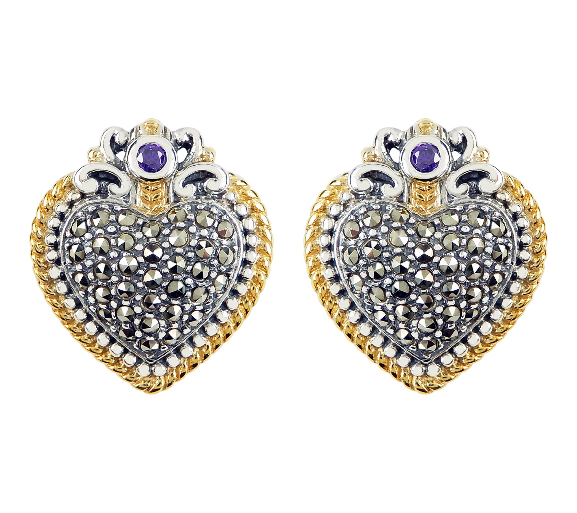 Suspicion Amethyst & Marcasite Earrings, Sterling Silver