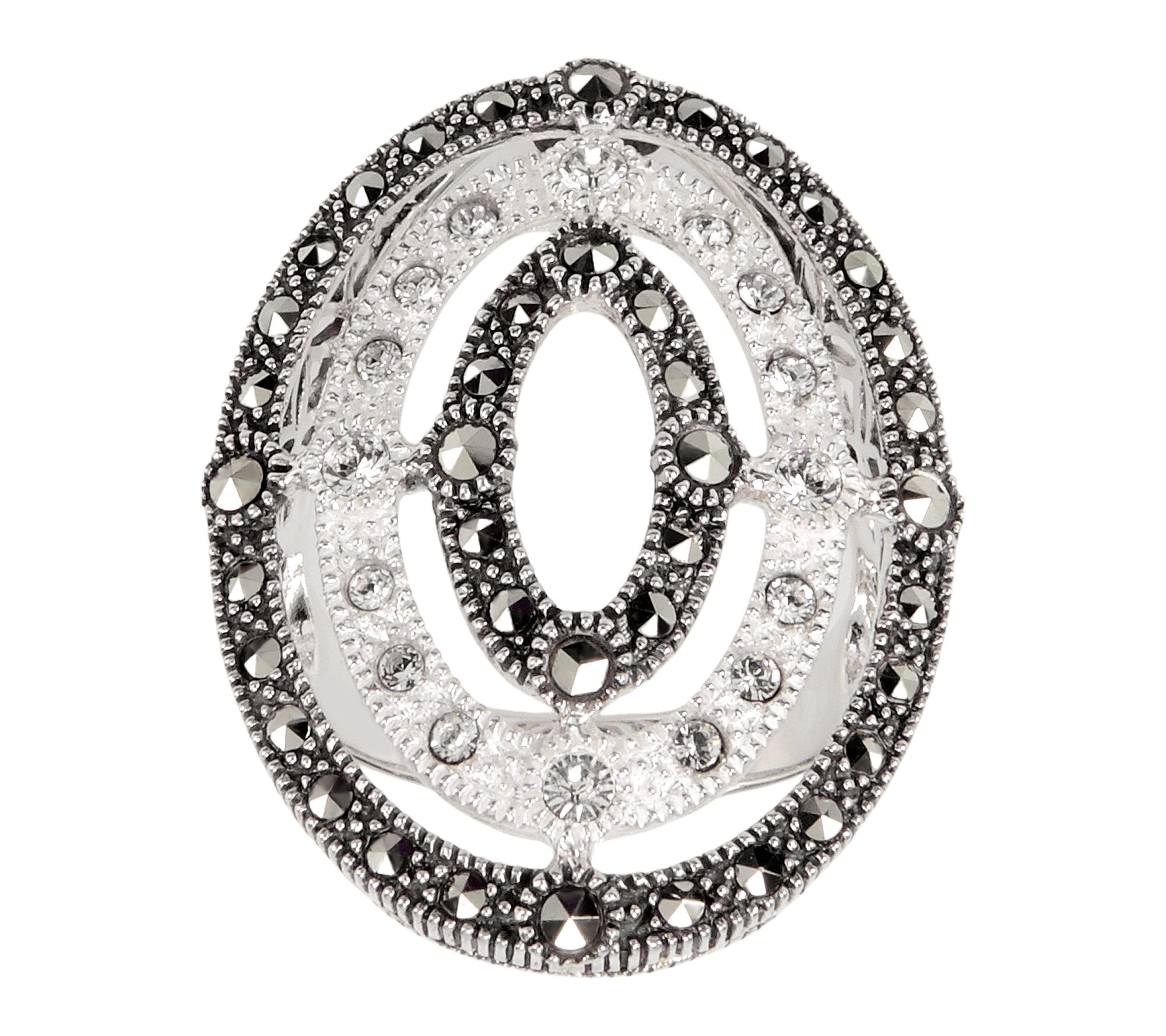 Suspicion Crystal & Marcasite Statement Ring, Sterling Silver