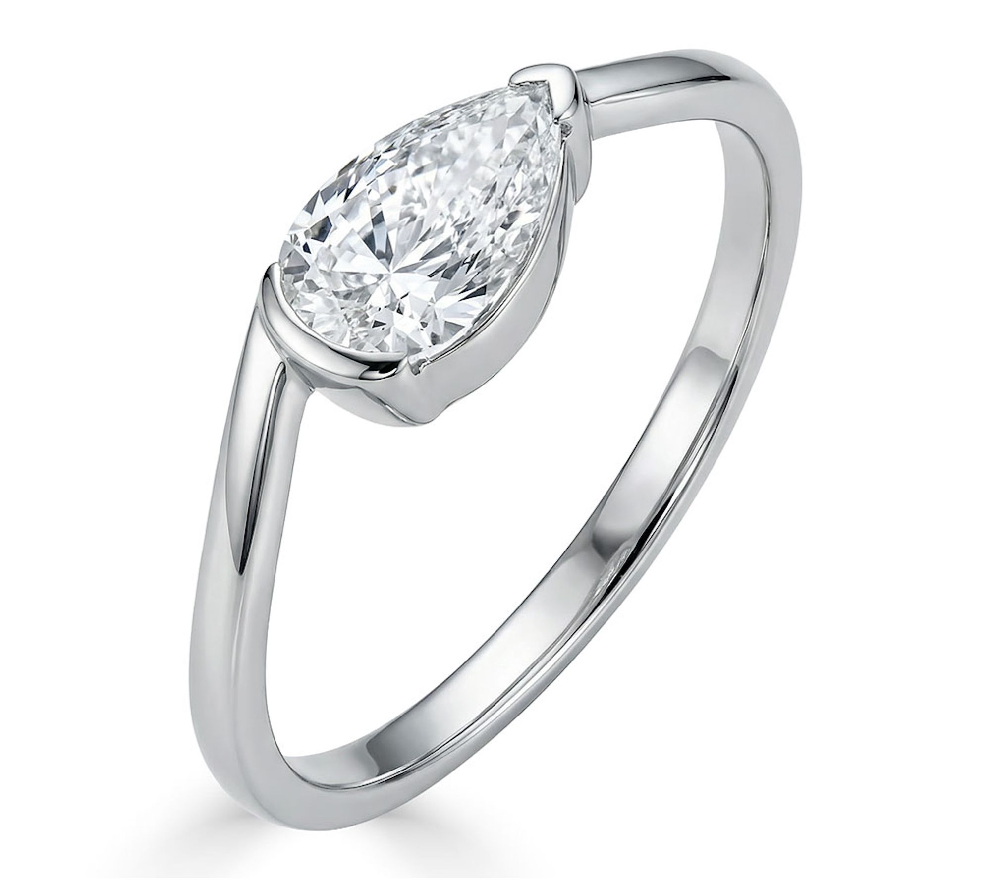 Vida Lab Diamonds 0.40 cttw Pear Cut Ring, 14KWhite Gold