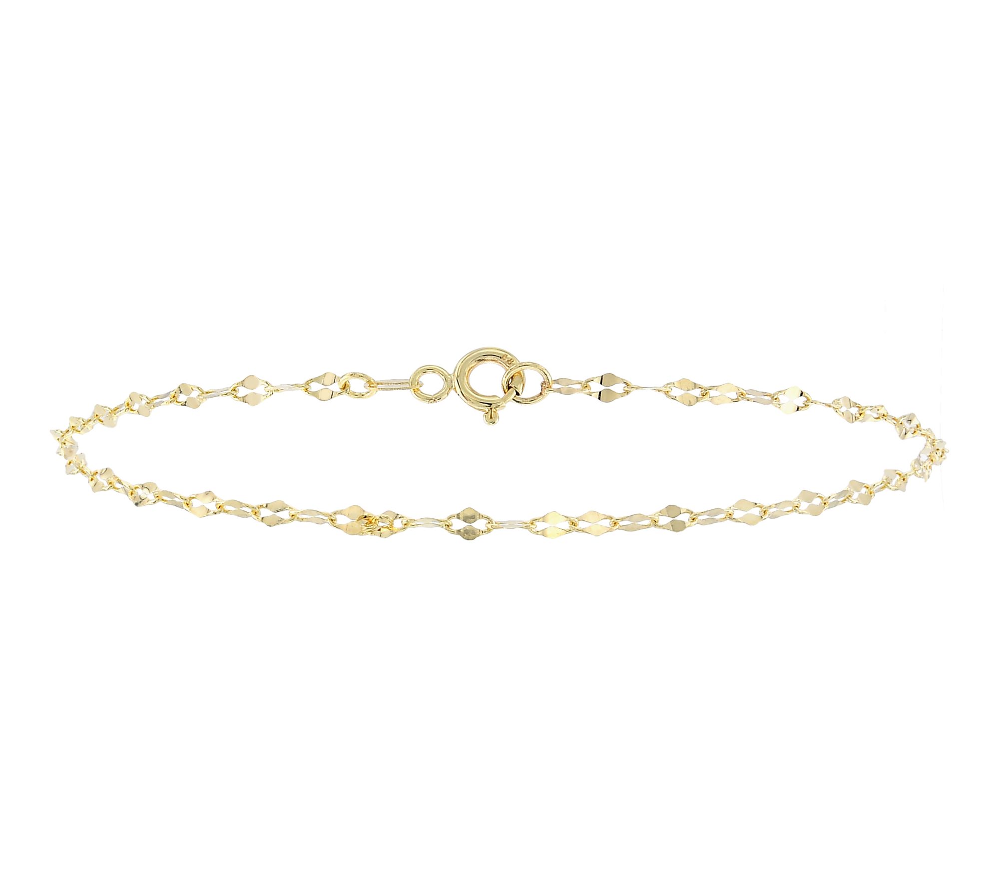 Adorna 14K Gold 2.4mm Solid Mirror Link Bracelet