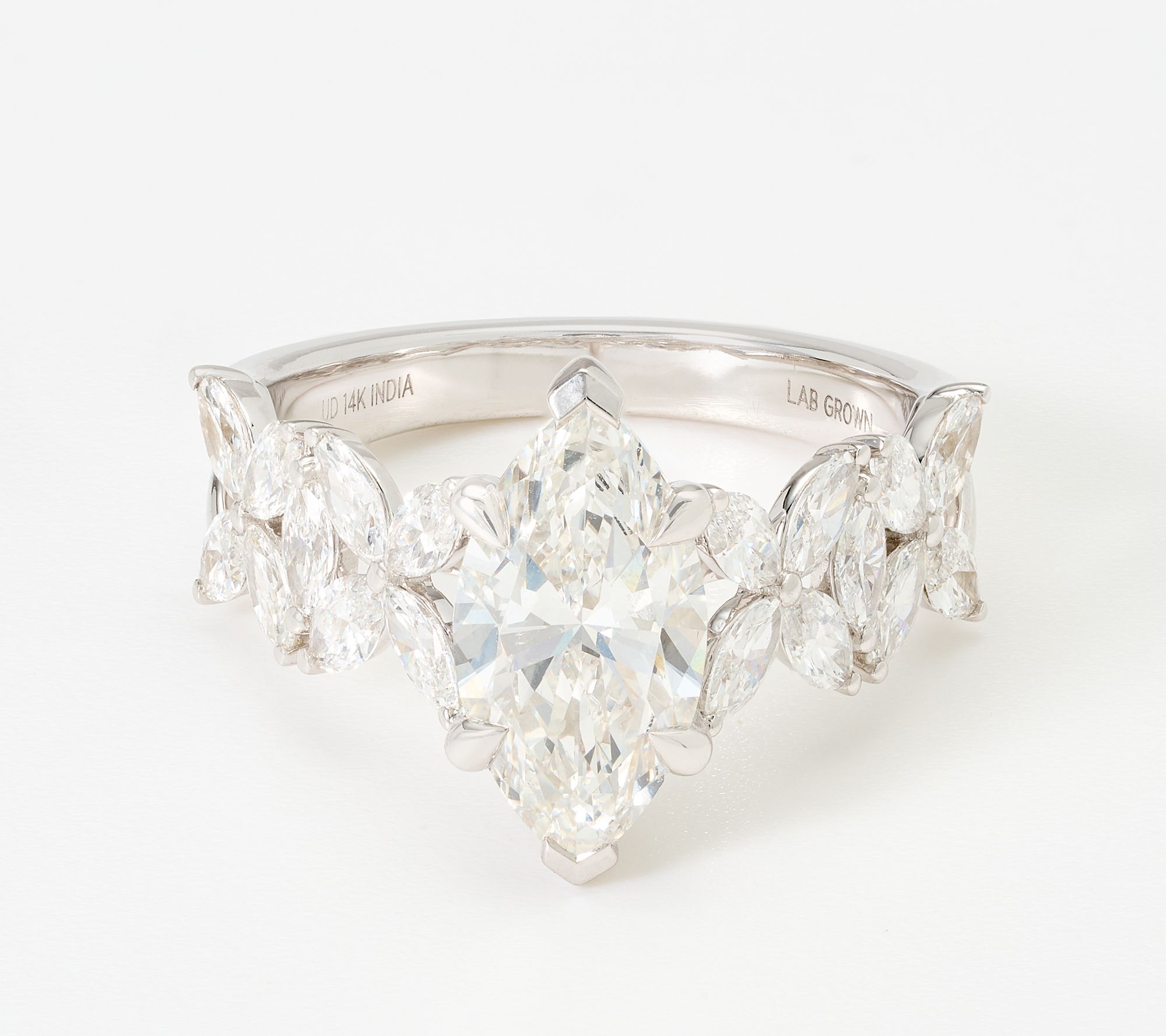 Fire Light Lab Grown Diamonds 3.25 cttw Mixed Marquise Ring, 14k Gold