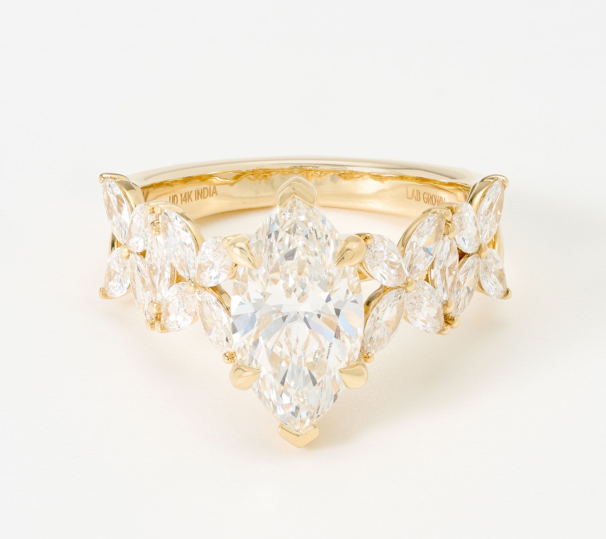 Fire Light Lab Grown Diamonds 3.25 cttw Mixed Marquise Ring, 14k Gold