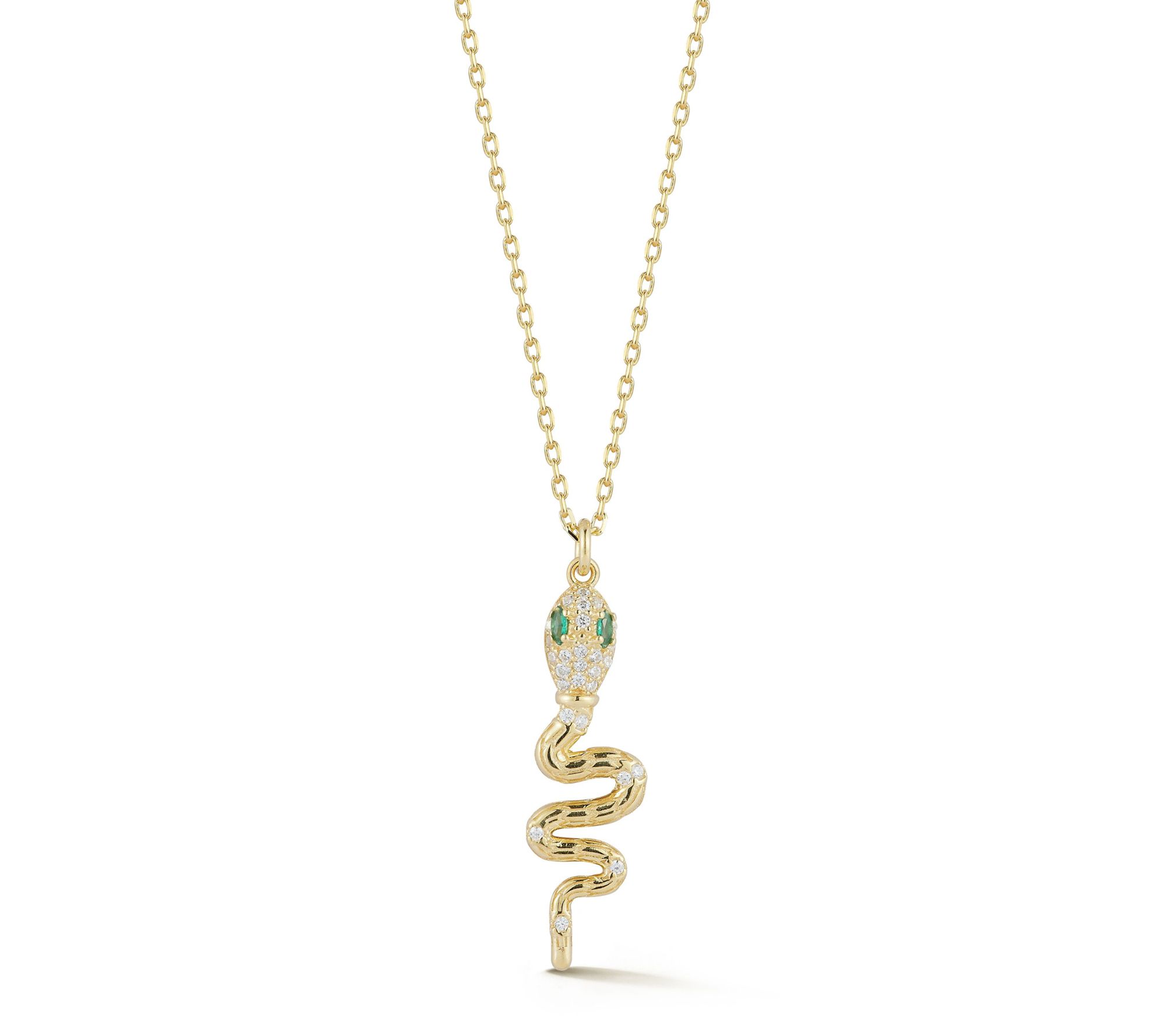 Sterlina Silver Pave Twisted Snake Pendant w/ Chain, Sterling