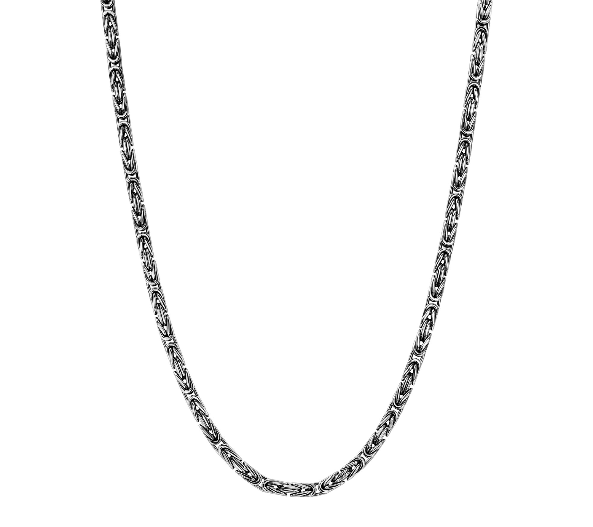 JAI Sterling Silver 3.5mm Byzantine Chain 36" Necklace, 51.0g