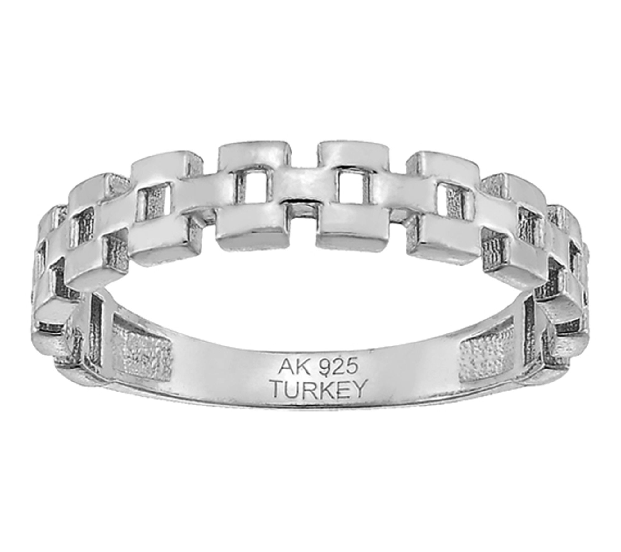 Silver Style Linked Design Band Ring, SterlingSilver