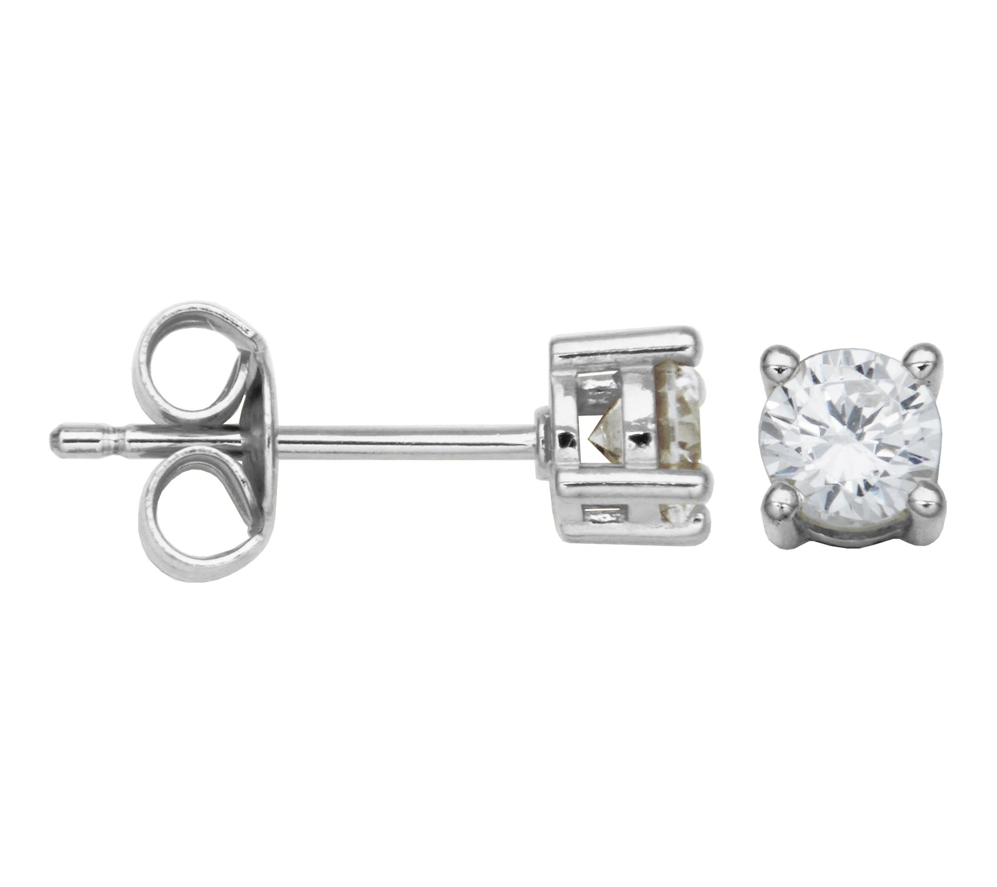 Diamonique Round Stud Earrings, Sterling Silver