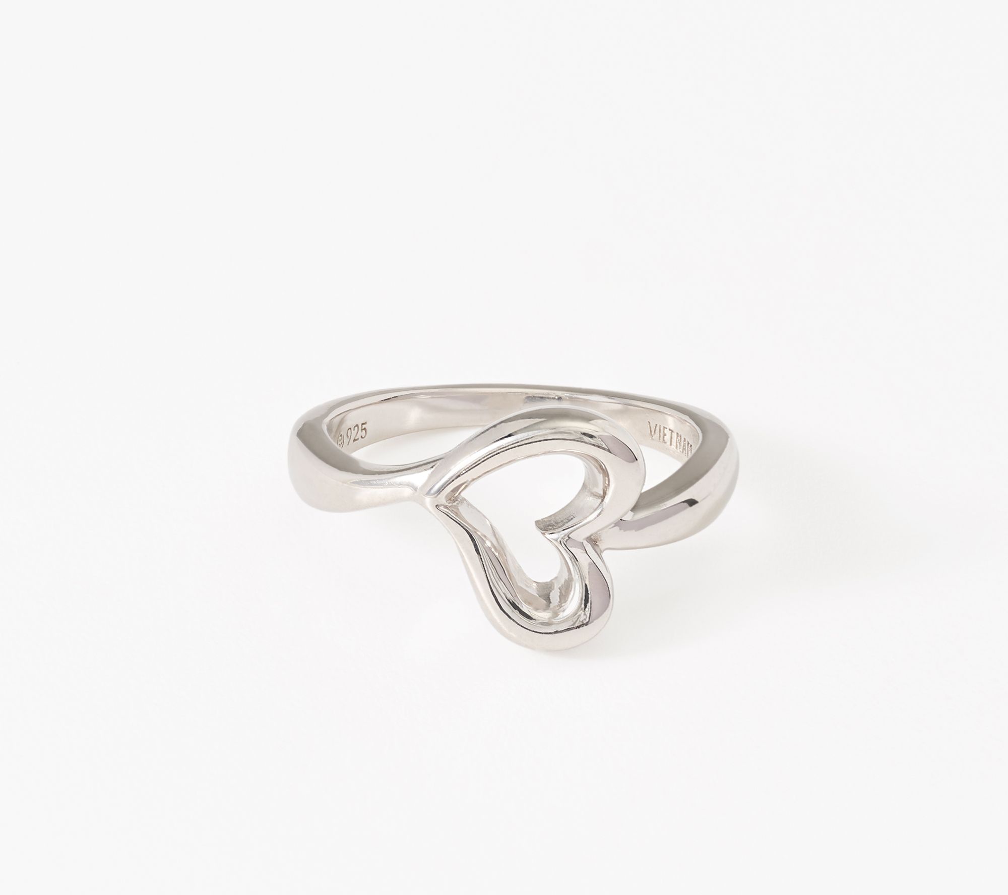 Silver Style Linear Heart Ring Sterling Silver