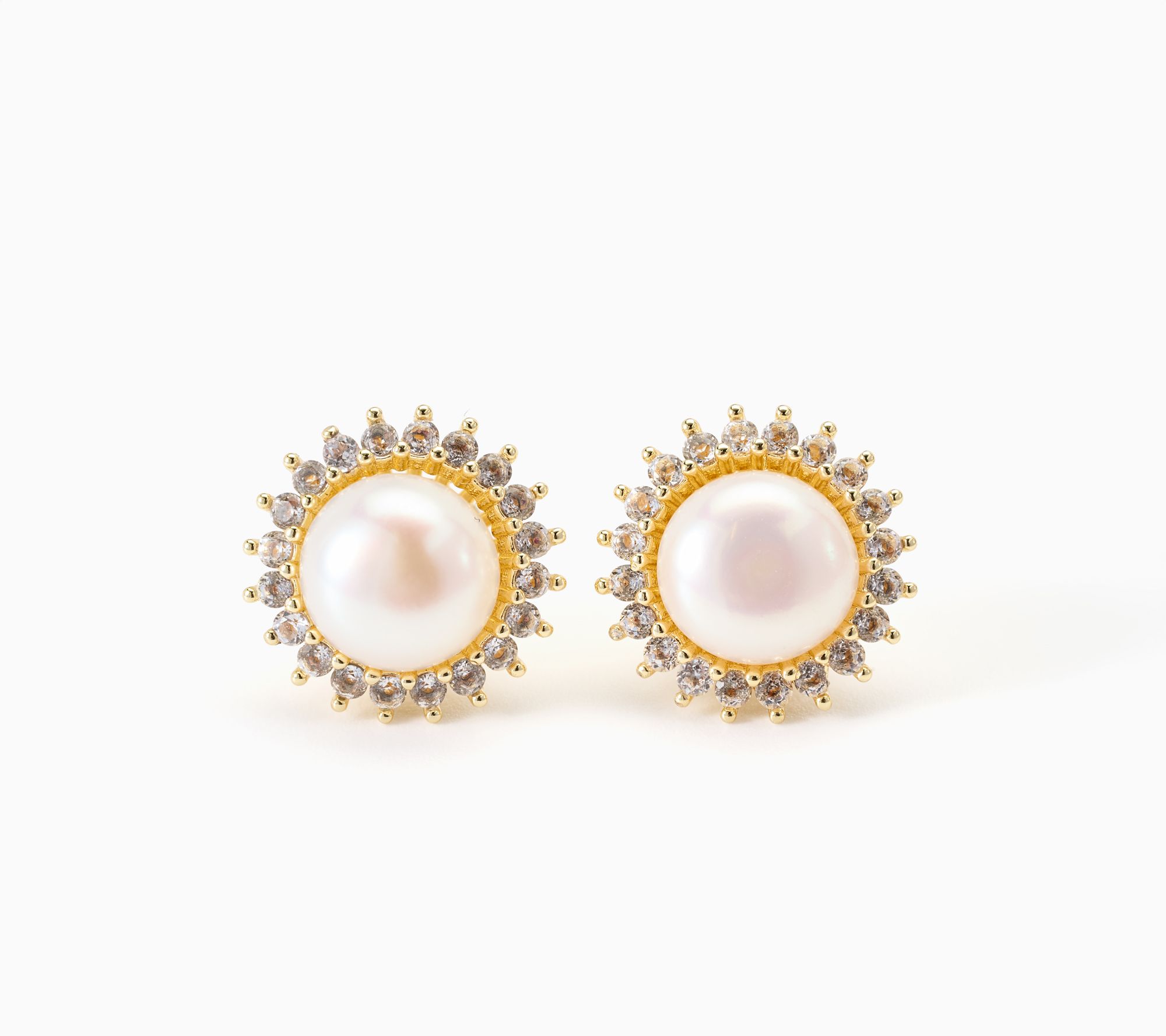Honora Bronze Cultured Pearl Flower Stud Earrings with White Topaz