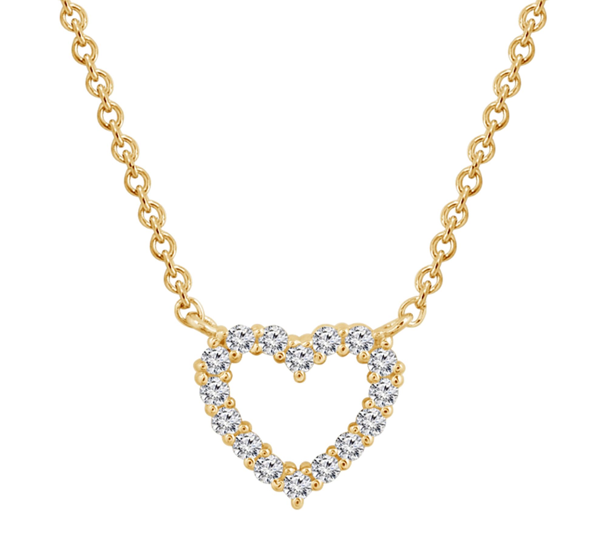 Fire Light Lab Grown Diamond Open Heart Necklace, 14K Plated