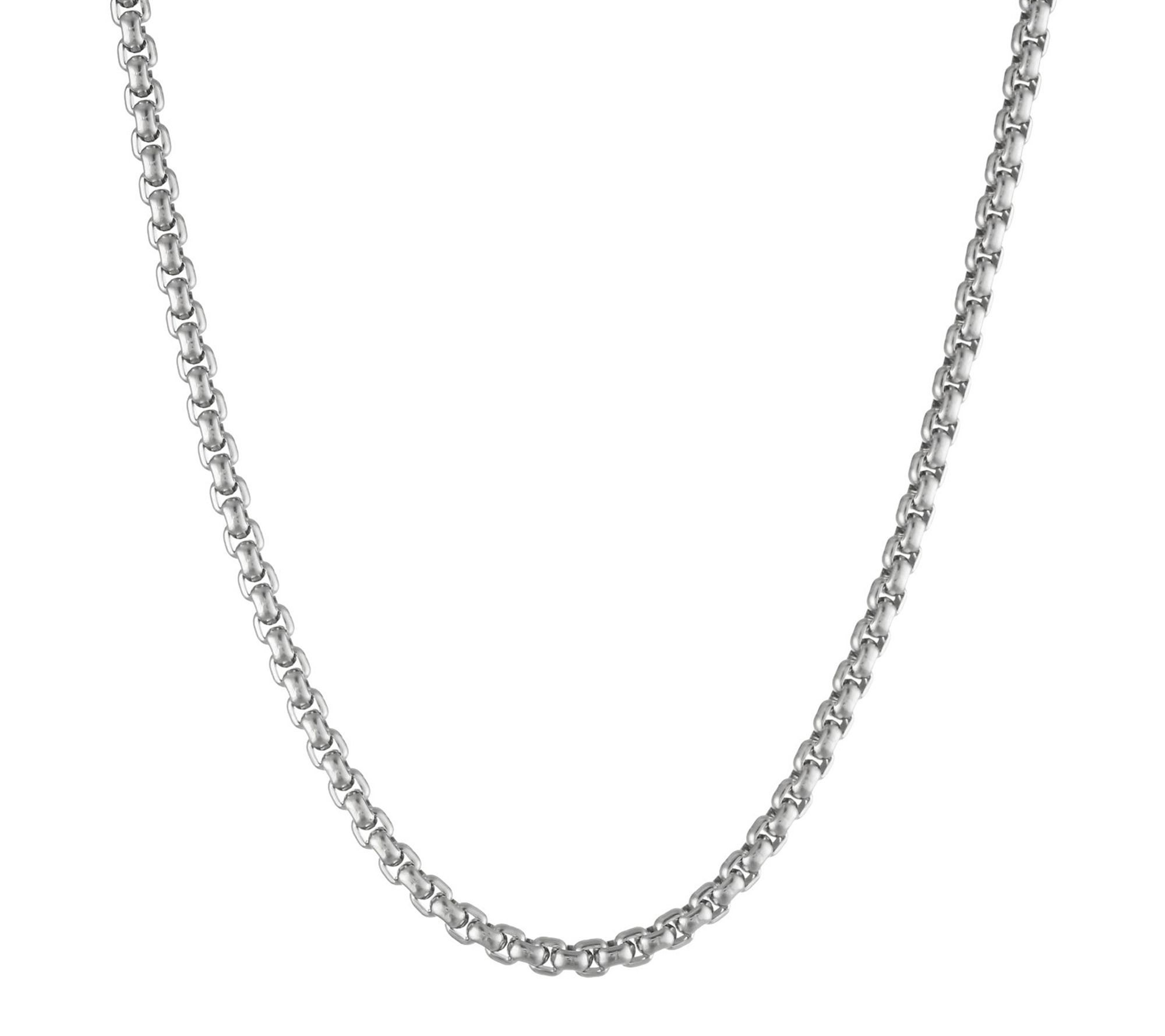 LYNX Men's Stainless Steel Round Box Chain Necklace