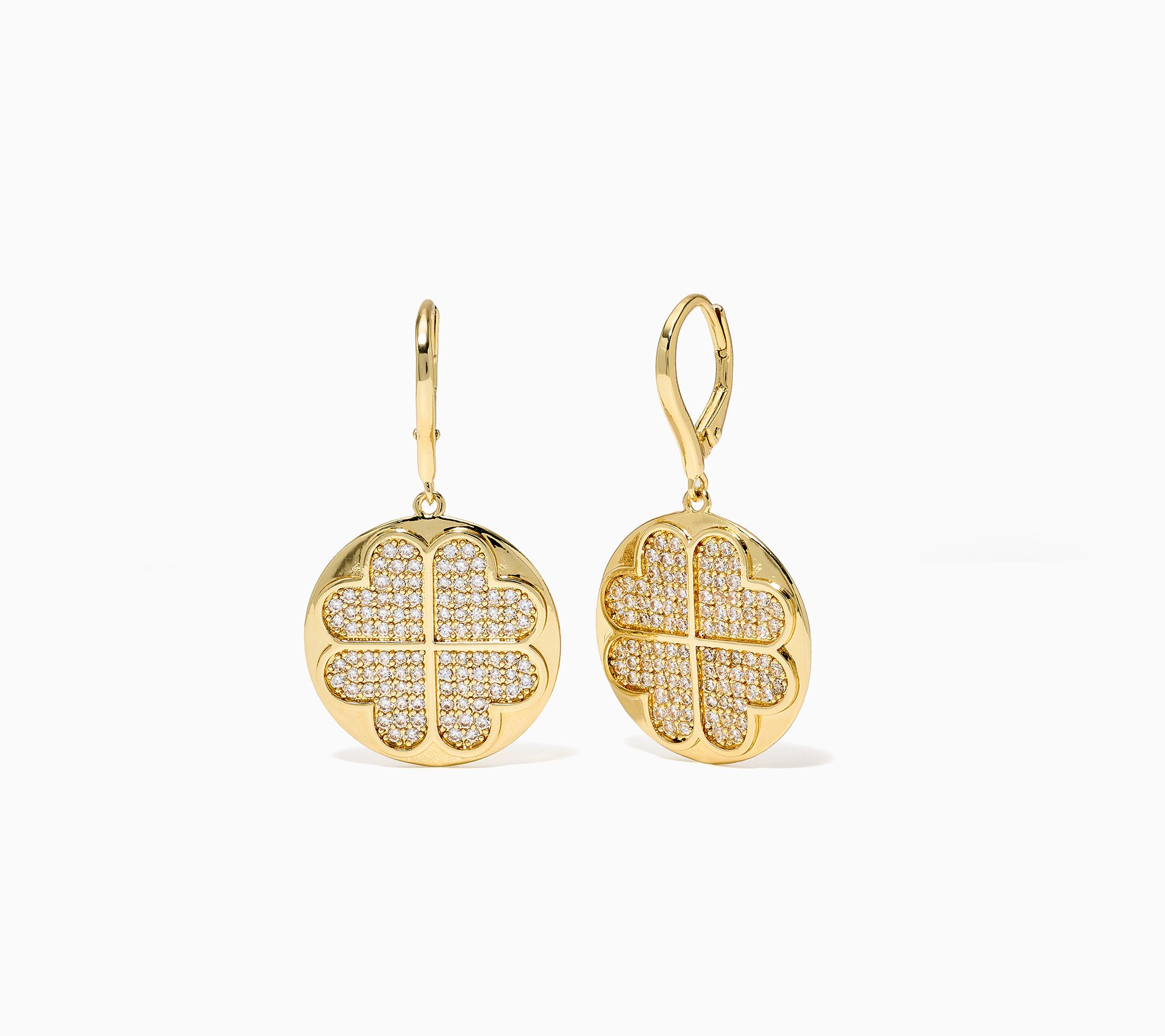 Kim Gravel Pave Logo Motif Lever Back Disc Earrings