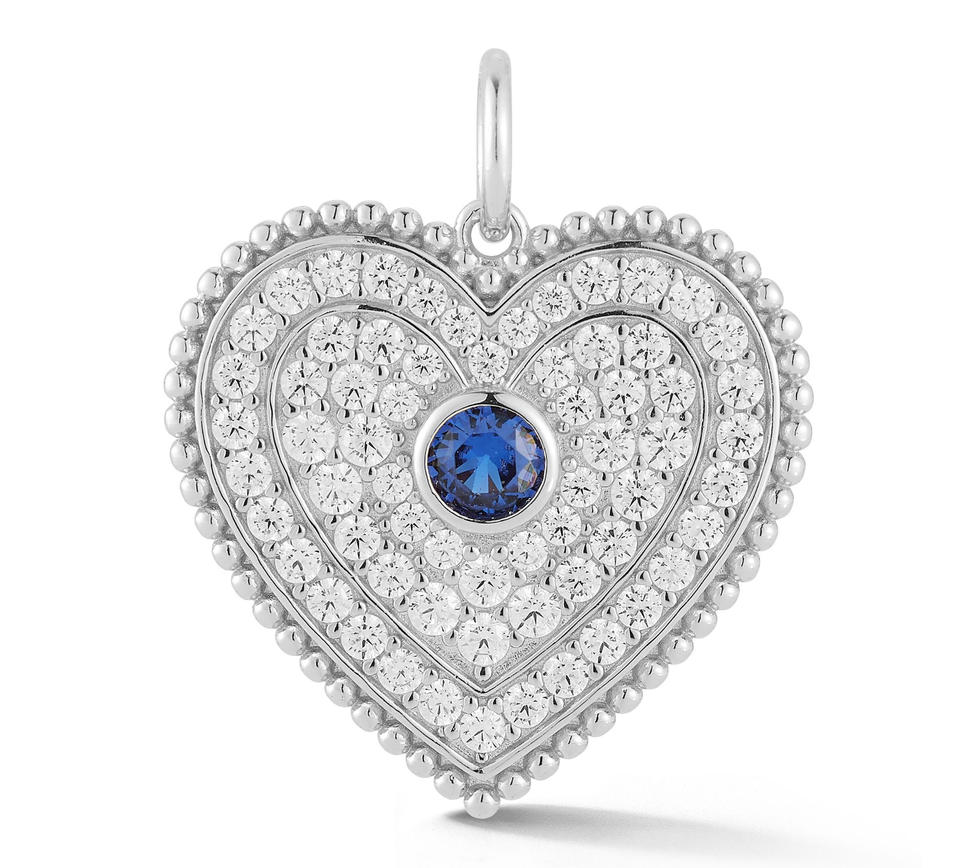 Sterlina Silver Flat Pave Heart Pendant, Sterling
